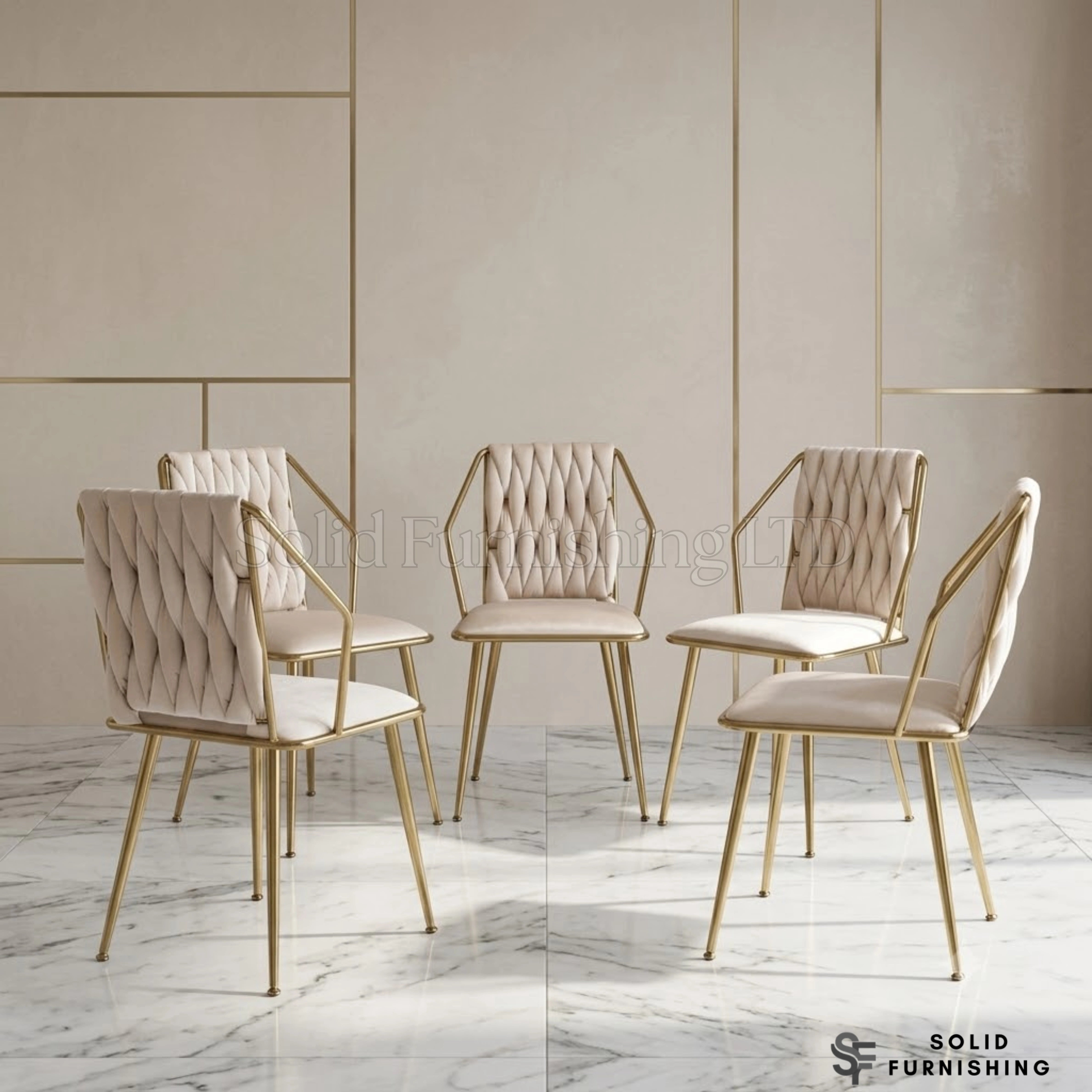 Daisy Velvet Dining Chairs with Gold Legs – Set of 2