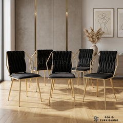 Daisy Velvet Dining Chairs with Gold Legs – Set of 2