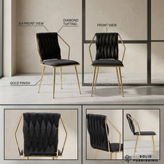 Daisy Velvet Dining Chairs with Gold Legs – Set of 2