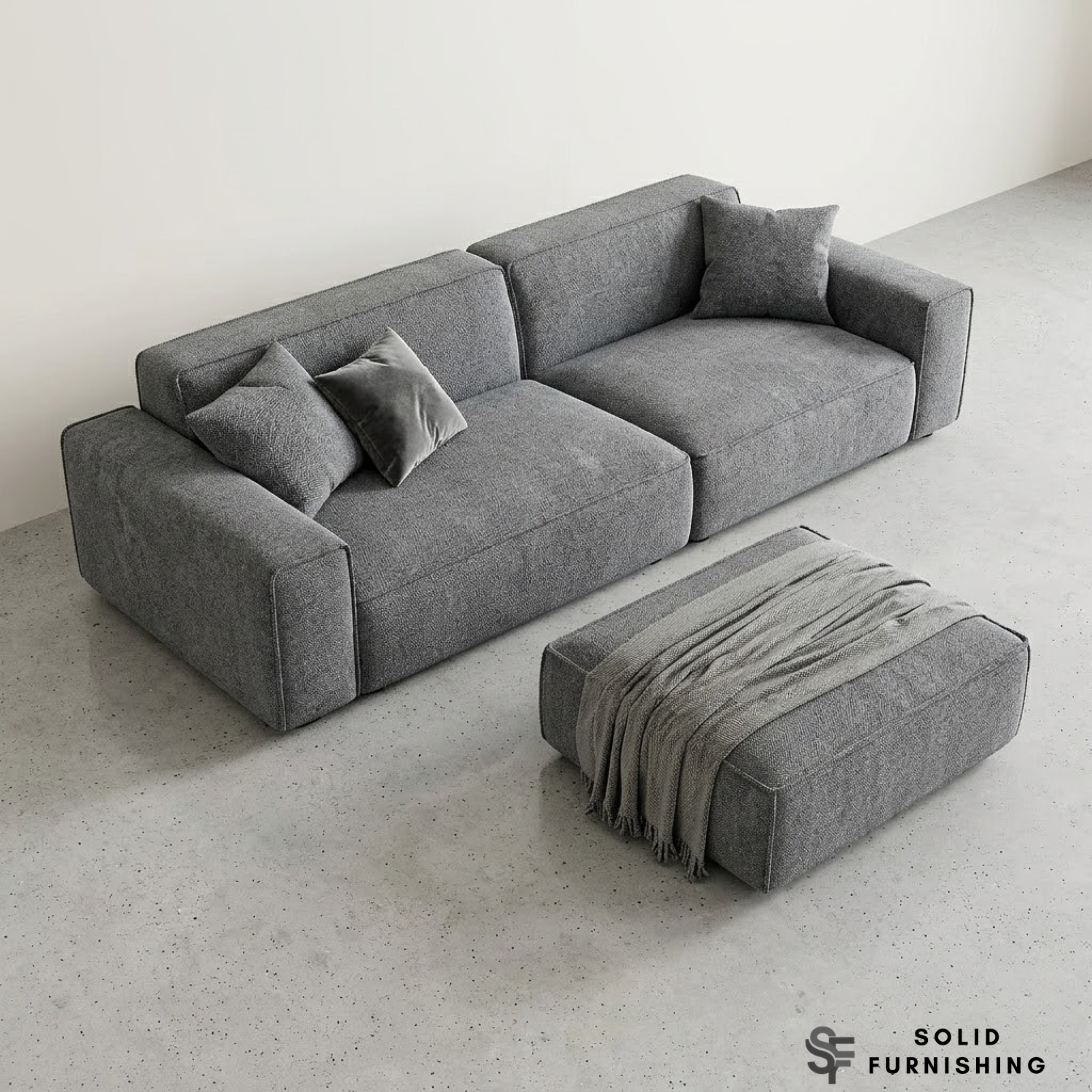 Dakota Sofa Range – Charcoal Grey Bouclé | 4 Seater, 3 Seater, Armchair & Stool