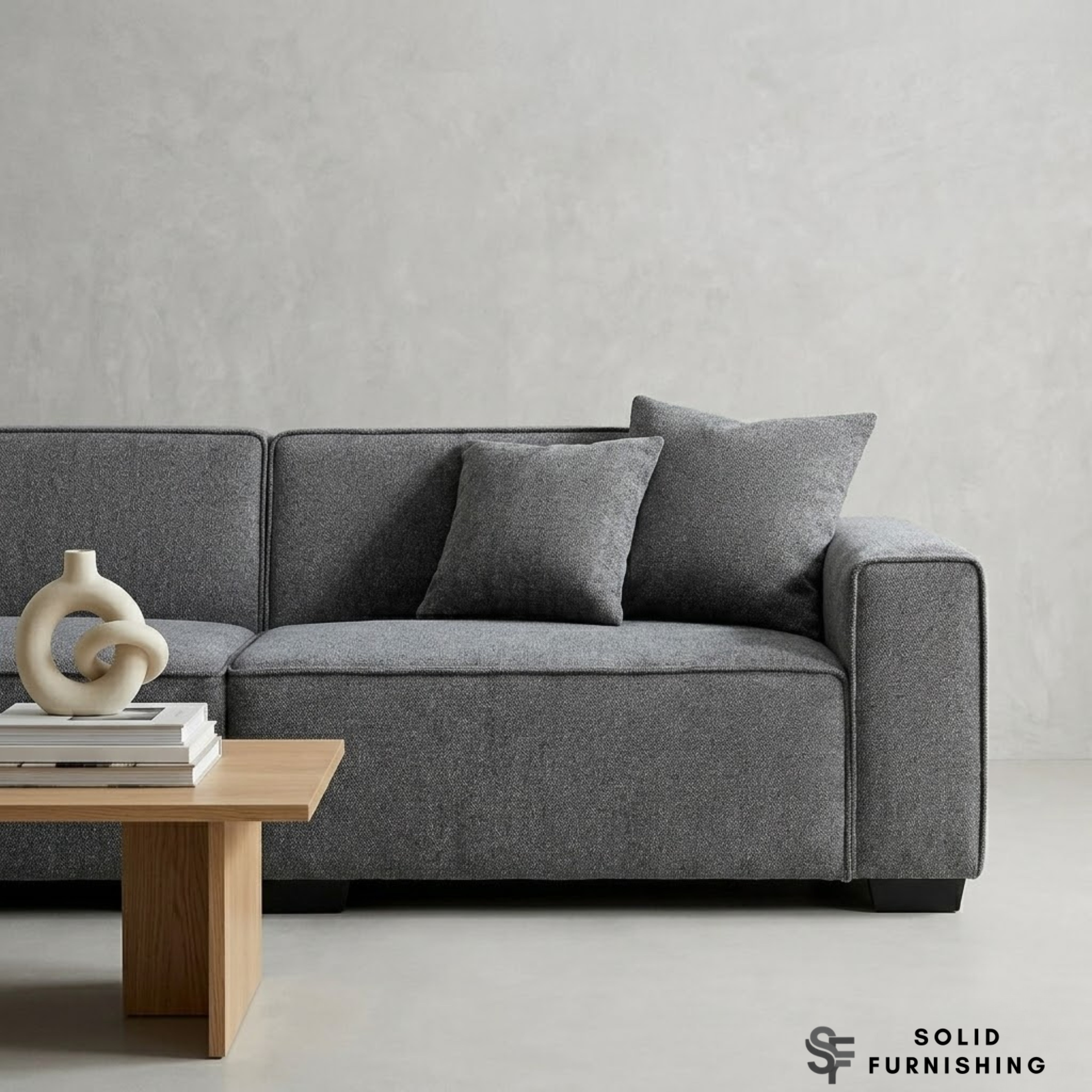 Dakota Sofa Range – Charcoal Grey Bouclé | 4 Seater, 3 Seater, Armchair & Stool