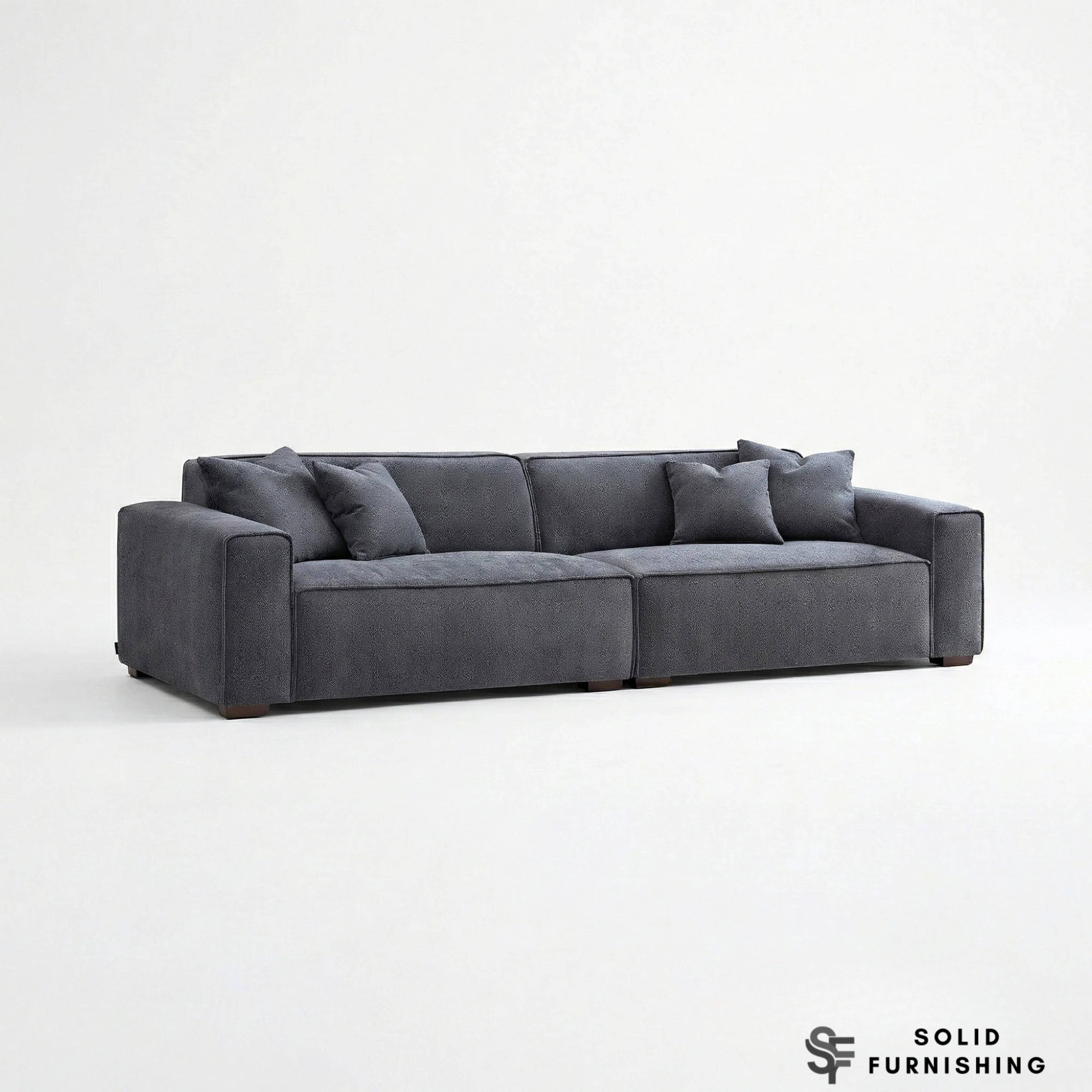 Dakota Sofa Range – Charcoal Grey Bouclé | 4 Seater, 3 Seater, Armchair & Stool