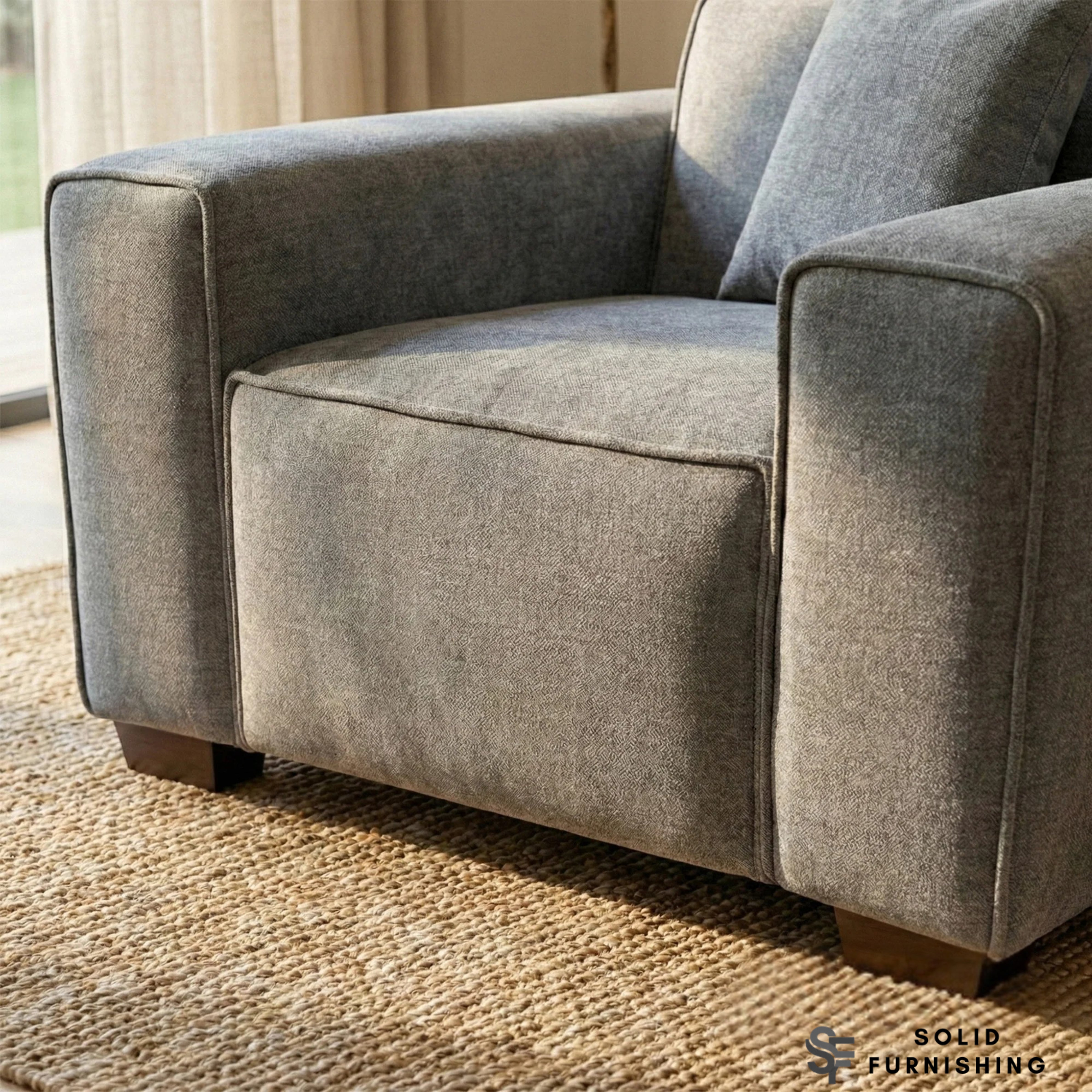 Dakota Sofa Range – Charcoal Grey Bouclé | 4 Seater, 3 Seater, Armchair & Stool