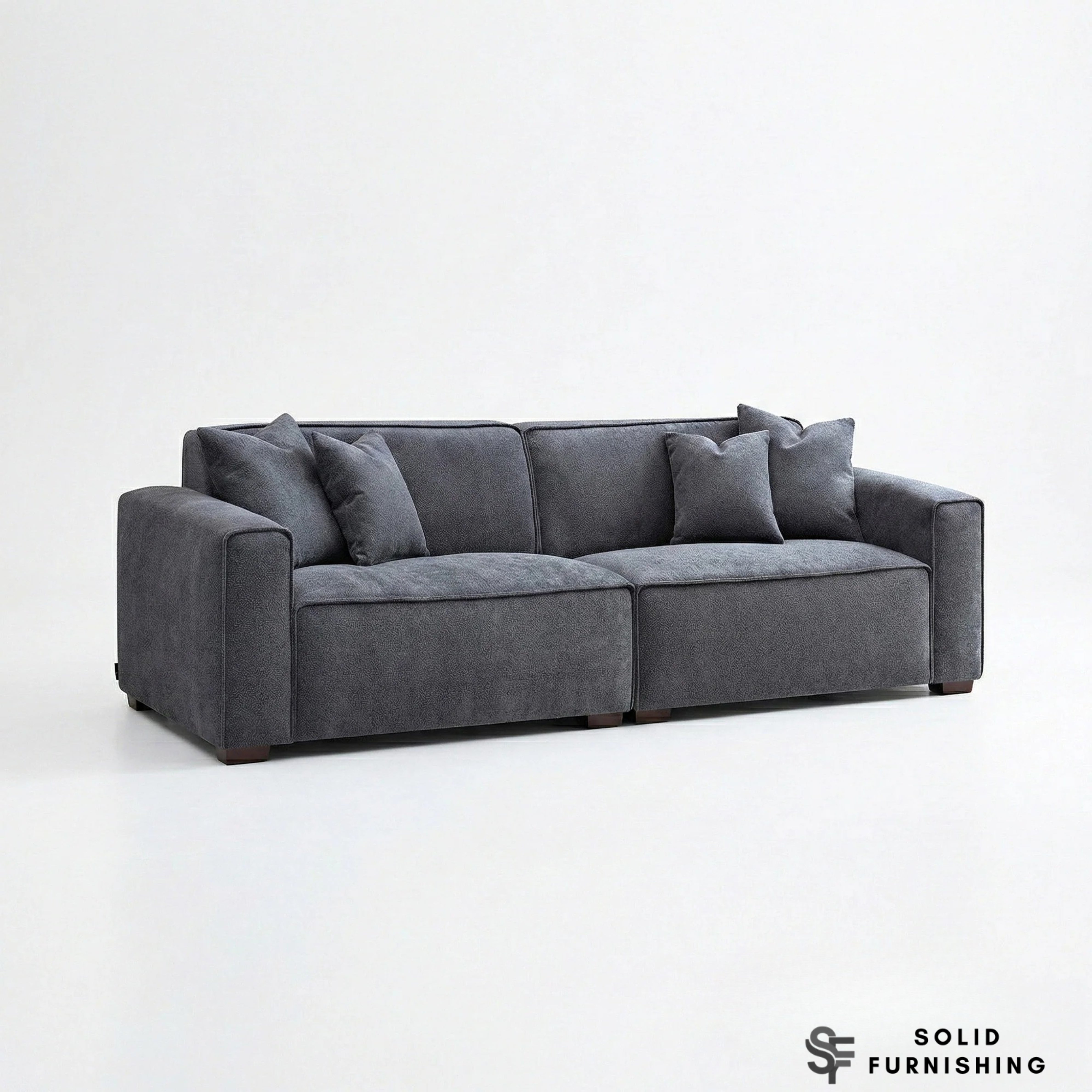 Dakota Sofa Range – Charcoal Grey Bouclé | 4 Seater, 3 Seater, Armchair & Stool