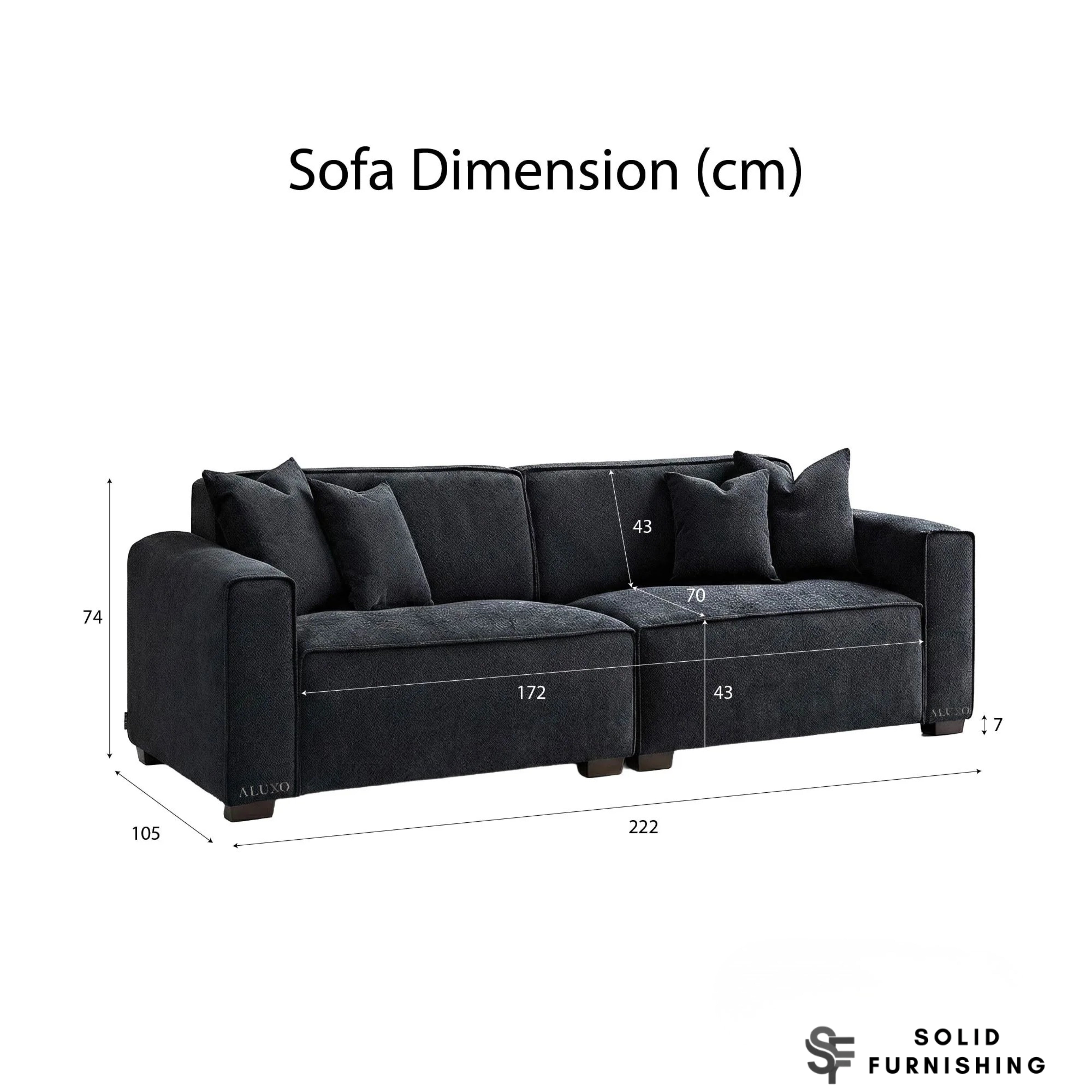 Dakota Sofa Range – Midnight Black Bouclé Fabric | 4 Seater, 3 Seater, Armchair & Stool