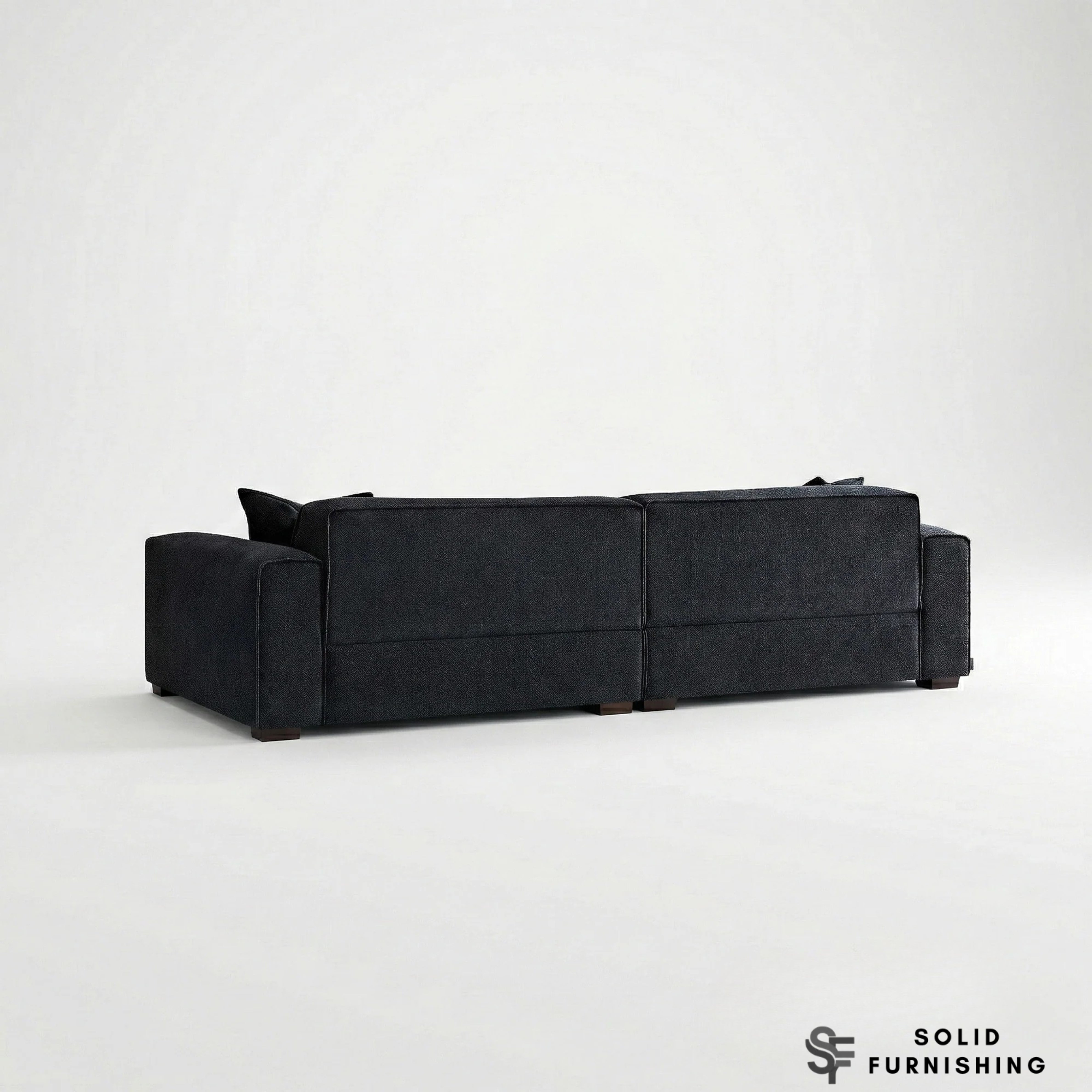 Dakota Sofa Range – Midnight Black Bouclé Fabric | 4 Seater, 3 Seater, Armchair & Stool
