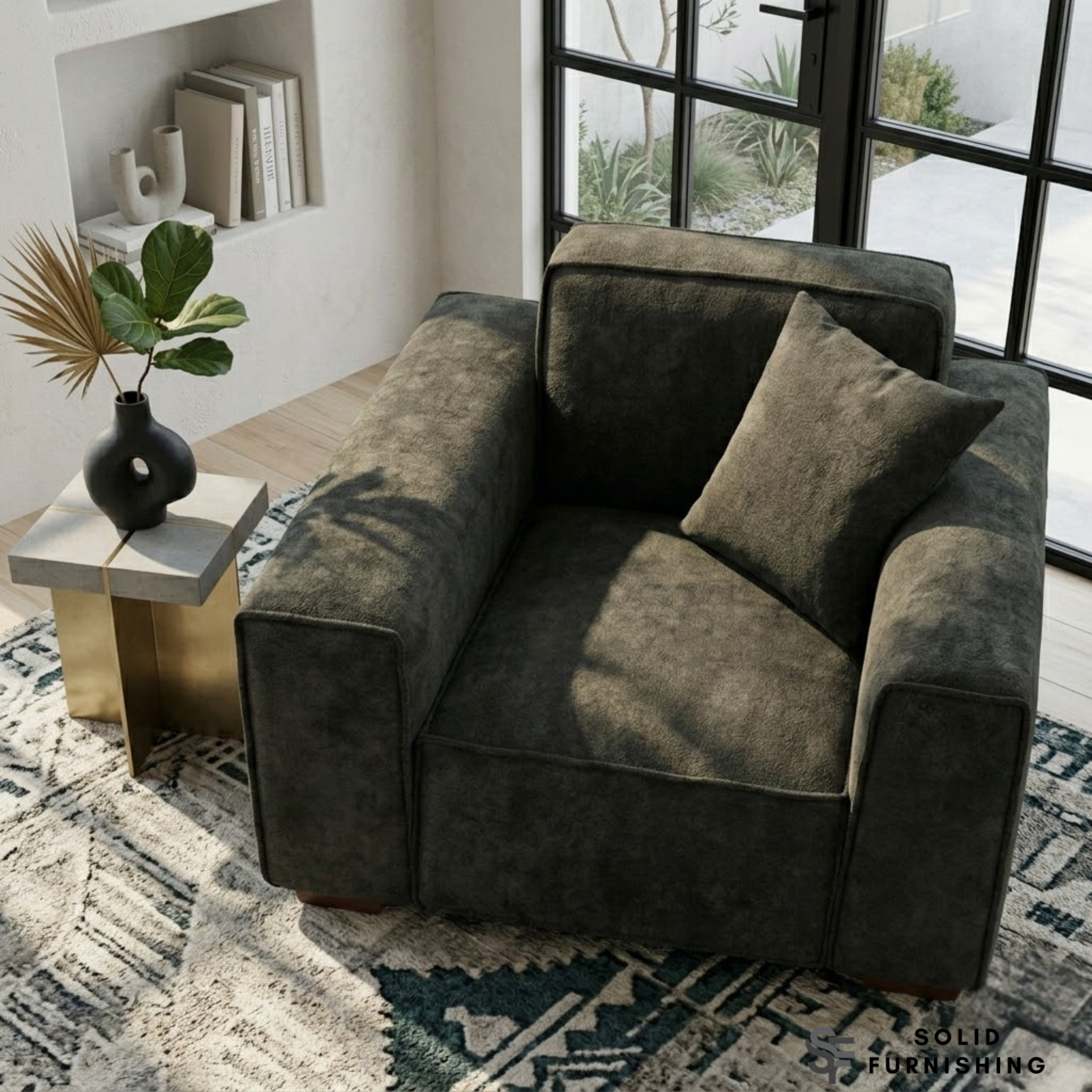 Dakota Sofa Range – Midnight Black Bouclé Fabric | 4 Seater, 3 Seater, Armchair & Stool