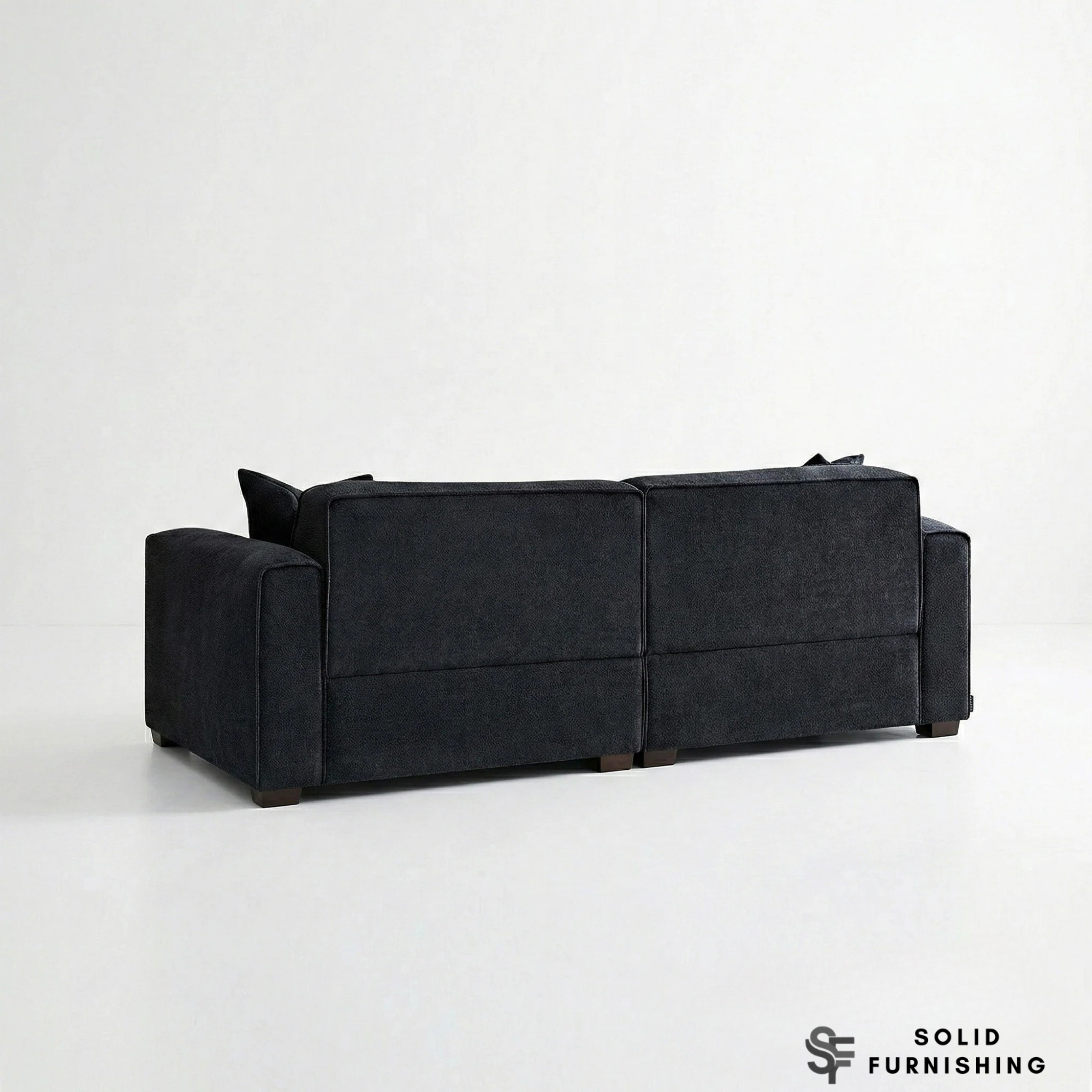 Dakota Sofa Range – Midnight Black Bouclé Fabric | 4 Seater, 3 Seater, Armchair & Stool