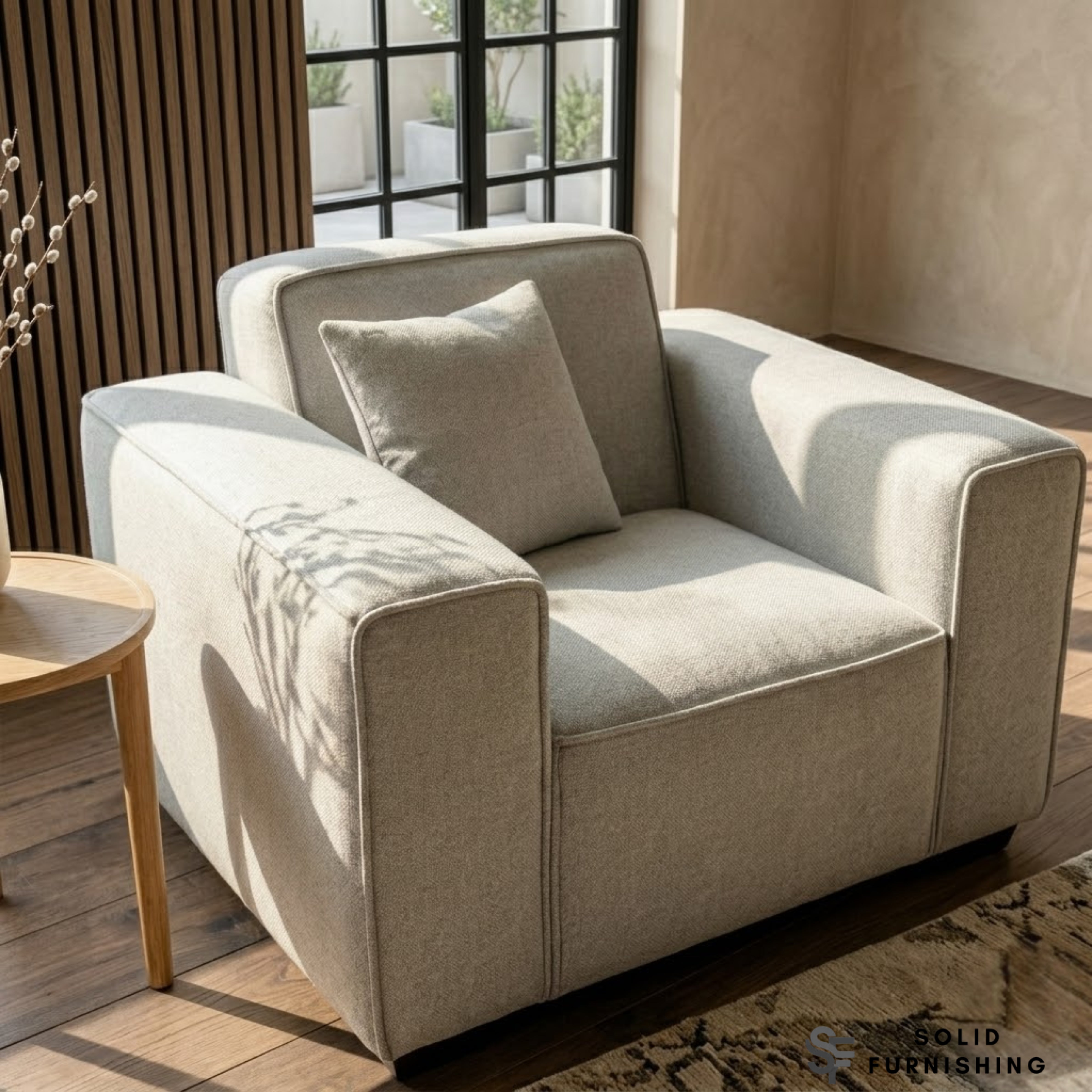 Dakota Sofa Range – Pebble Grey Bouclé | 4 Seater, 3 Seater, Armchair & Footstool