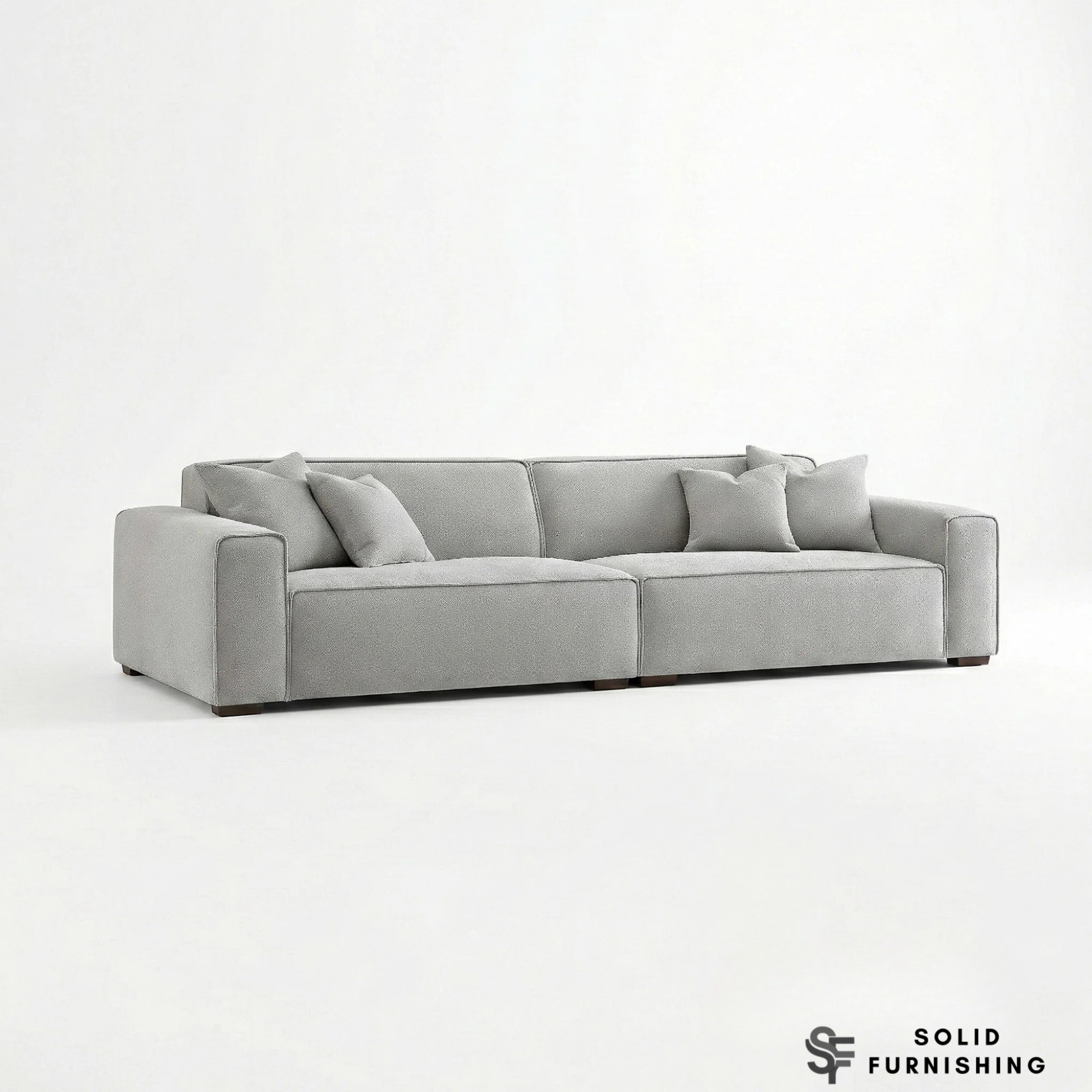 Dakota Sofa Range – Pebble Grey Bouclé | 4 Seater, 3 Seater, Armchair & Footstool