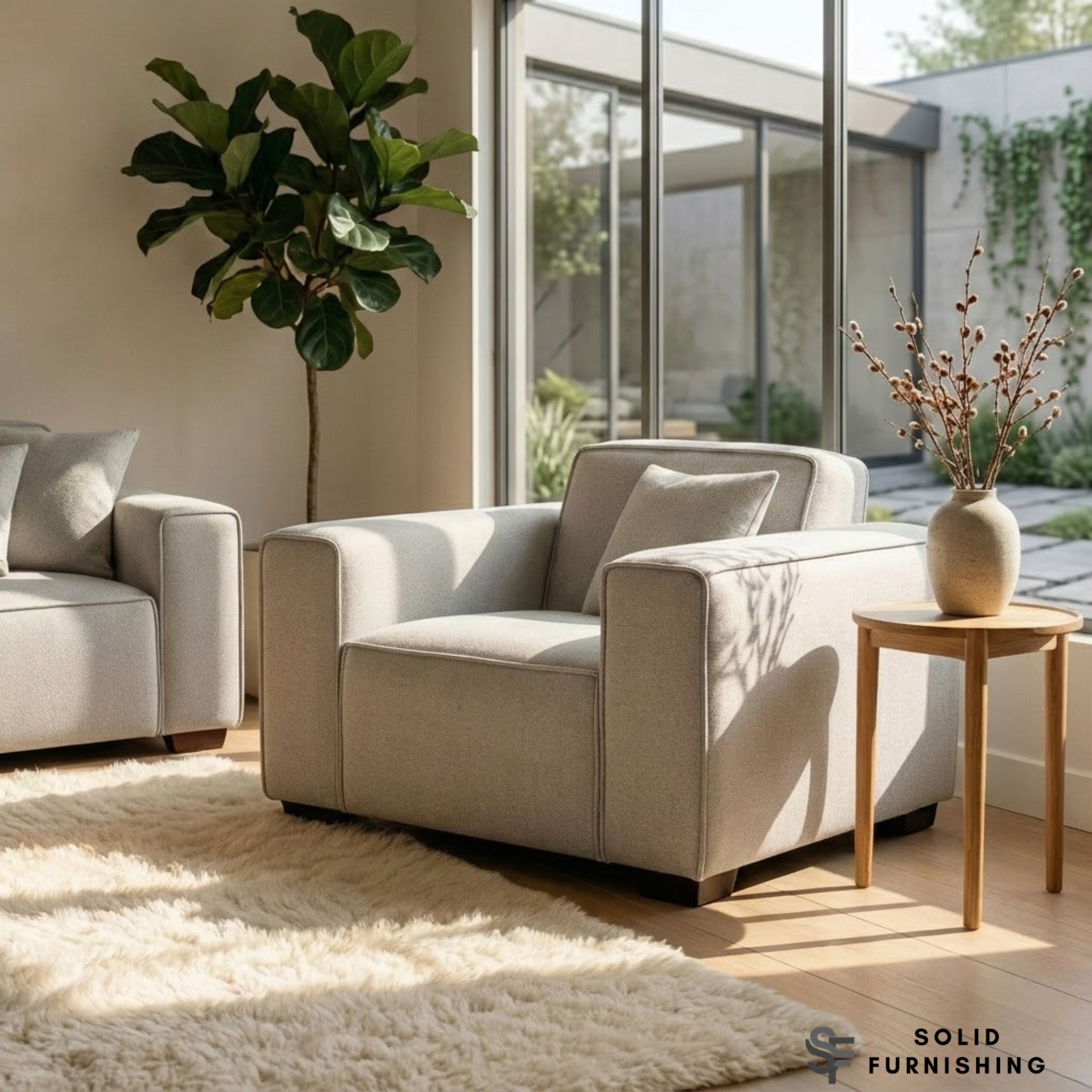 Dakota Sofa Range – Pebble Grey Bouclé | 4 Seater, 3 Seater, Armchair & Footstool