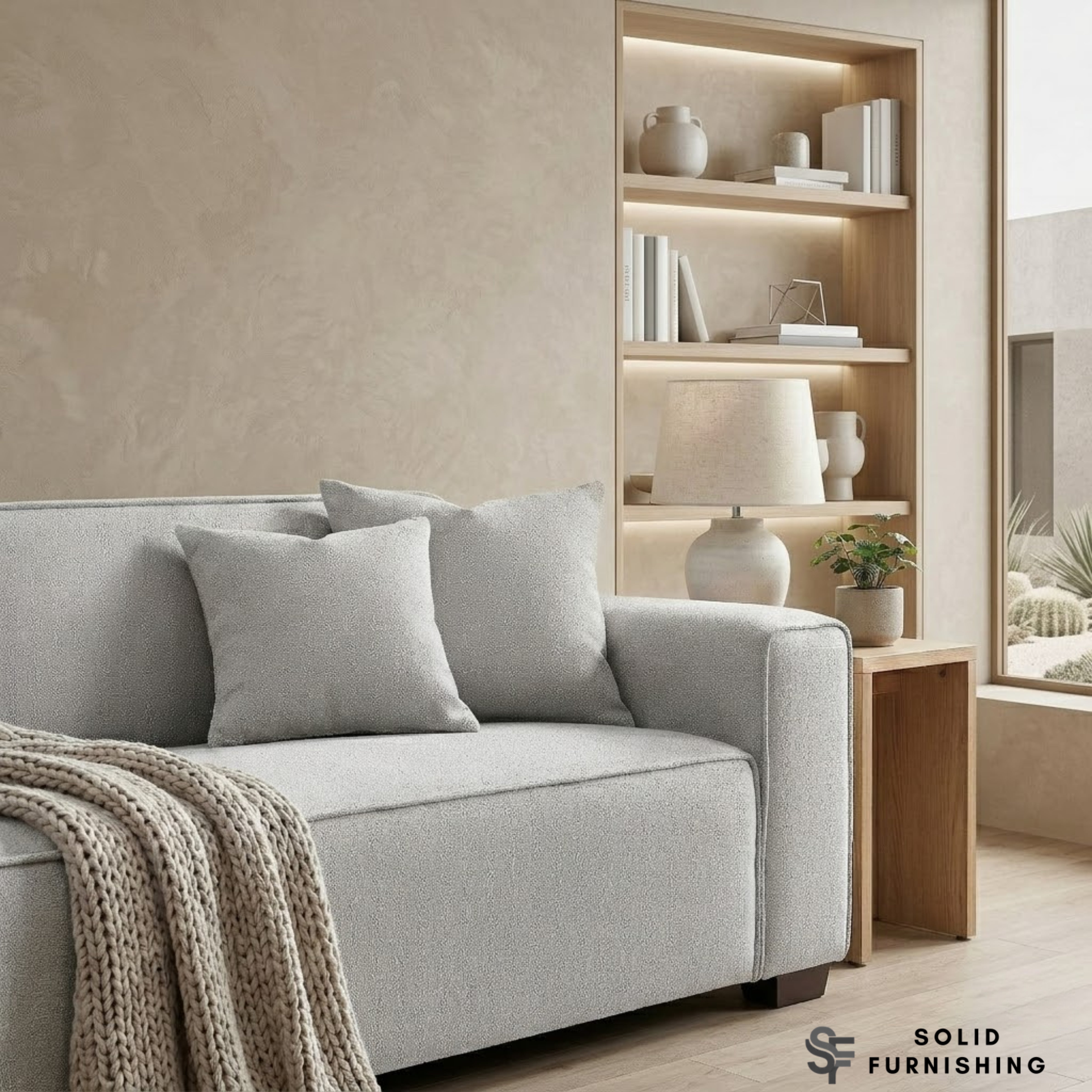 Dakota Sofa Range – Pebble Grey Bouclé | 4 Seater, 3 Seater, Armchair & Footstool