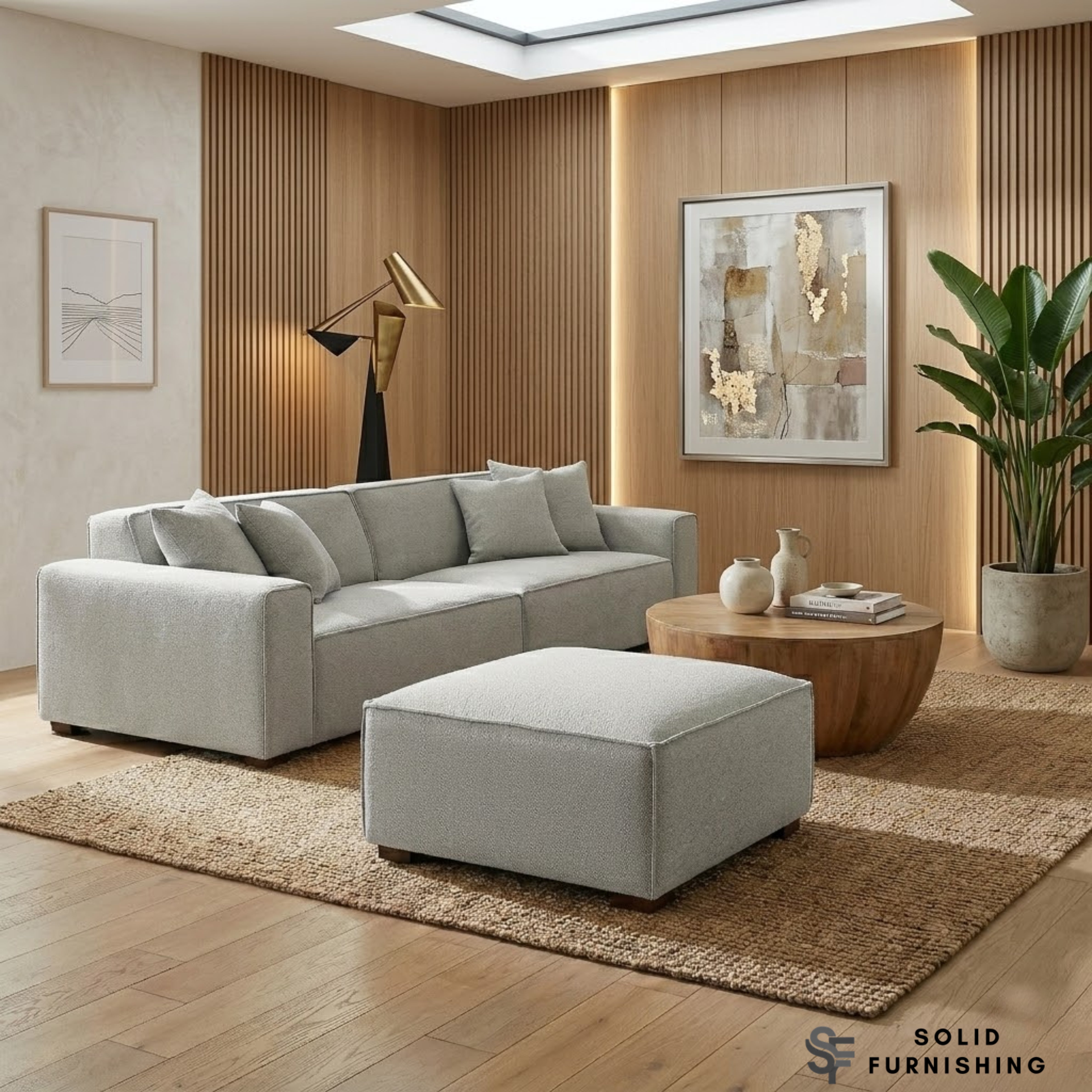 Dakota Sofa Range – Pebble Grey Bouclé | 4 Seater, 3 Seater, Armchair & Footstool