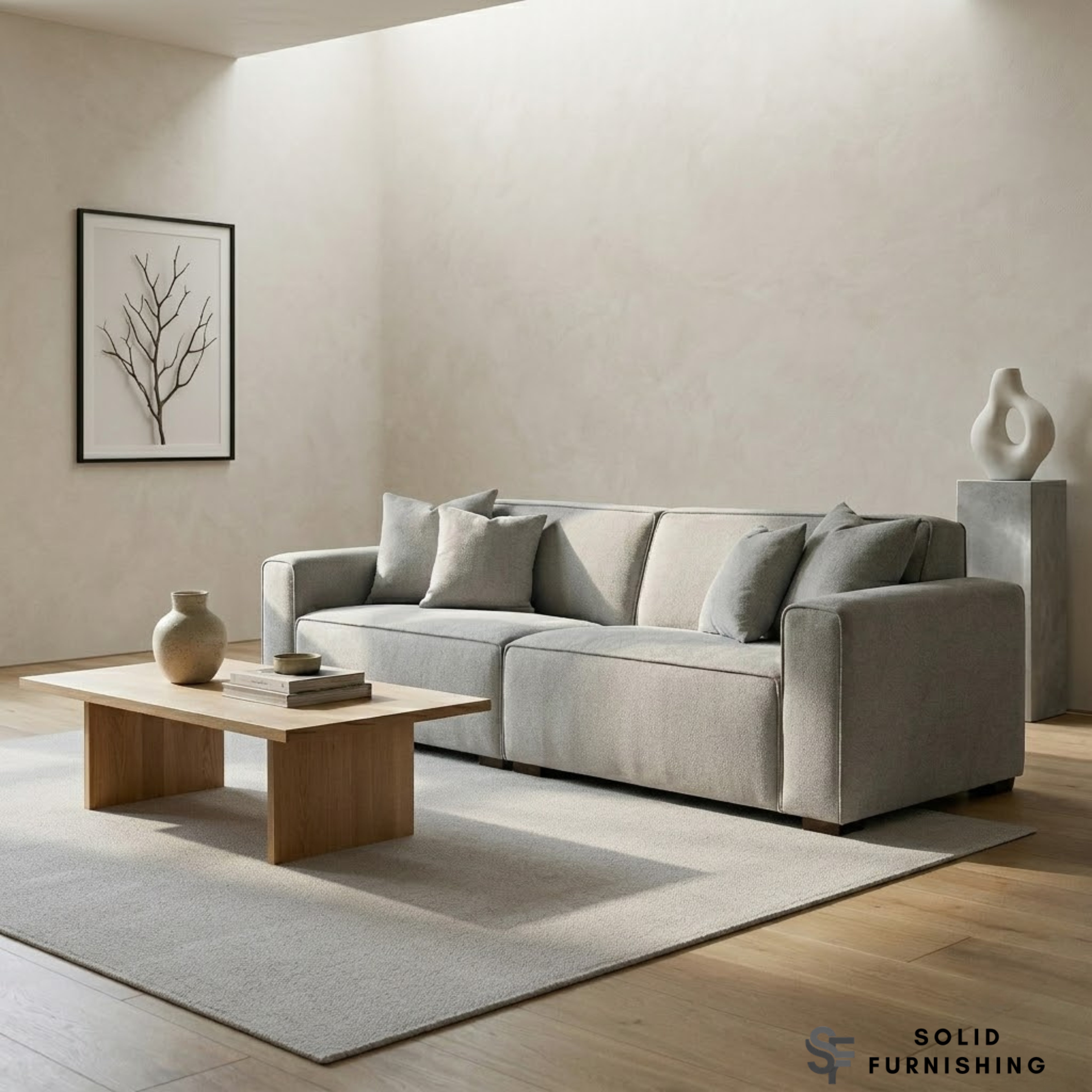 Dakota Sofa Range – Pebble Grey Bouclé | 4 Seater, 3 Seater, Armchair & Footstool