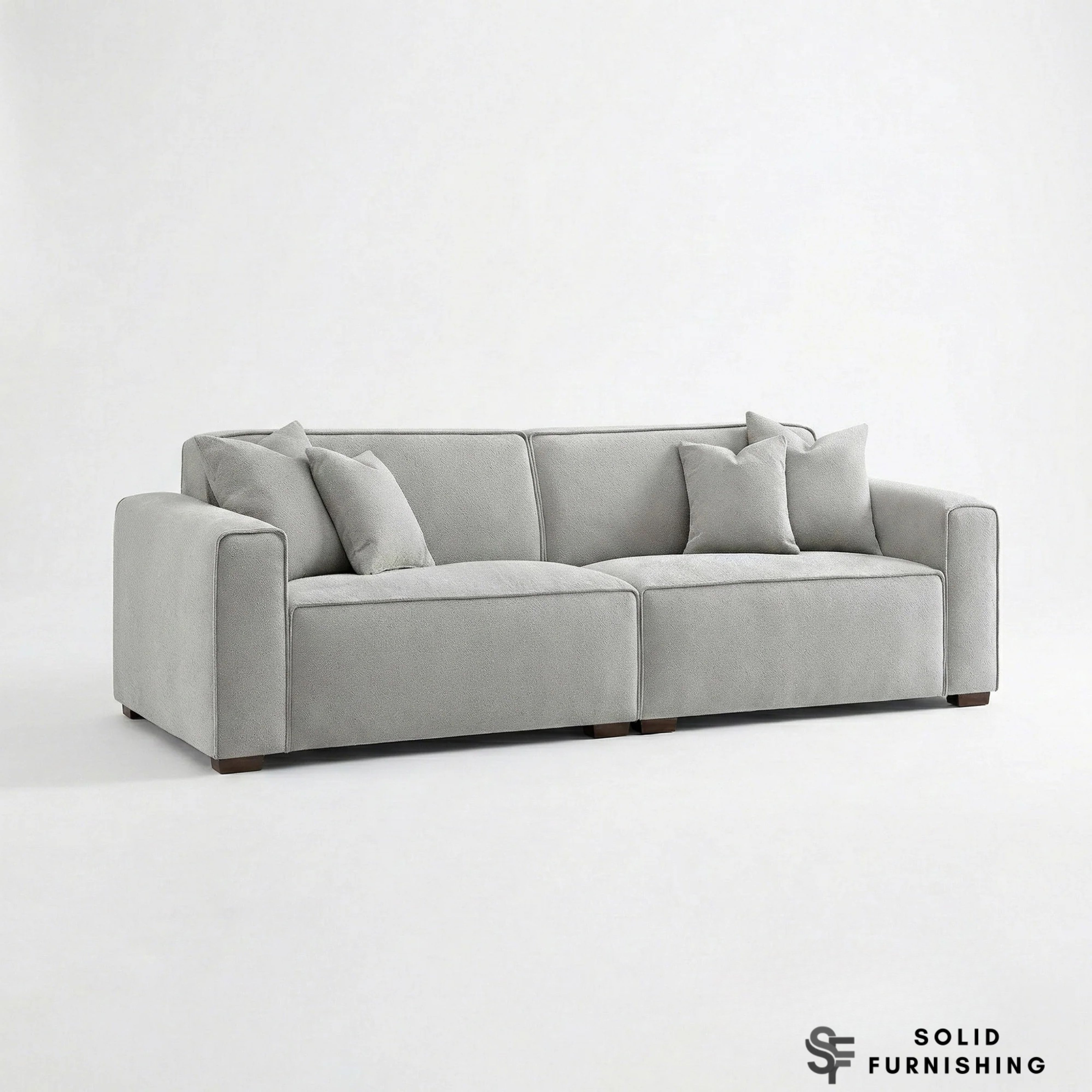 Dakota Sofa Range – Pebble Grey Bouclé | 4 Seater, 3 Seater, Armchair & Footstool