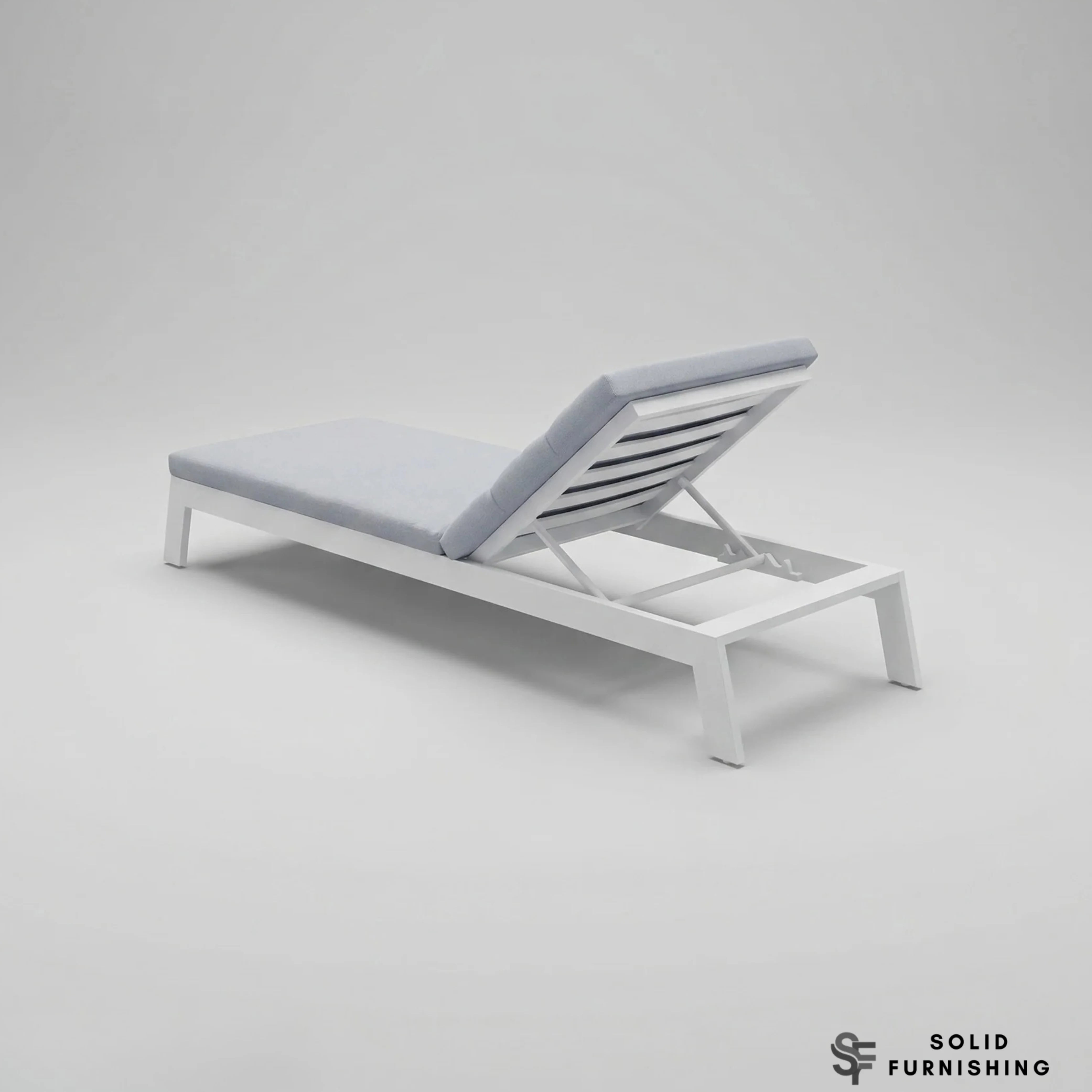 Dasia White Aluminium Outdoor Sun Lounger – Reclining Garden Sunbed with Cushion & Optional Side Table