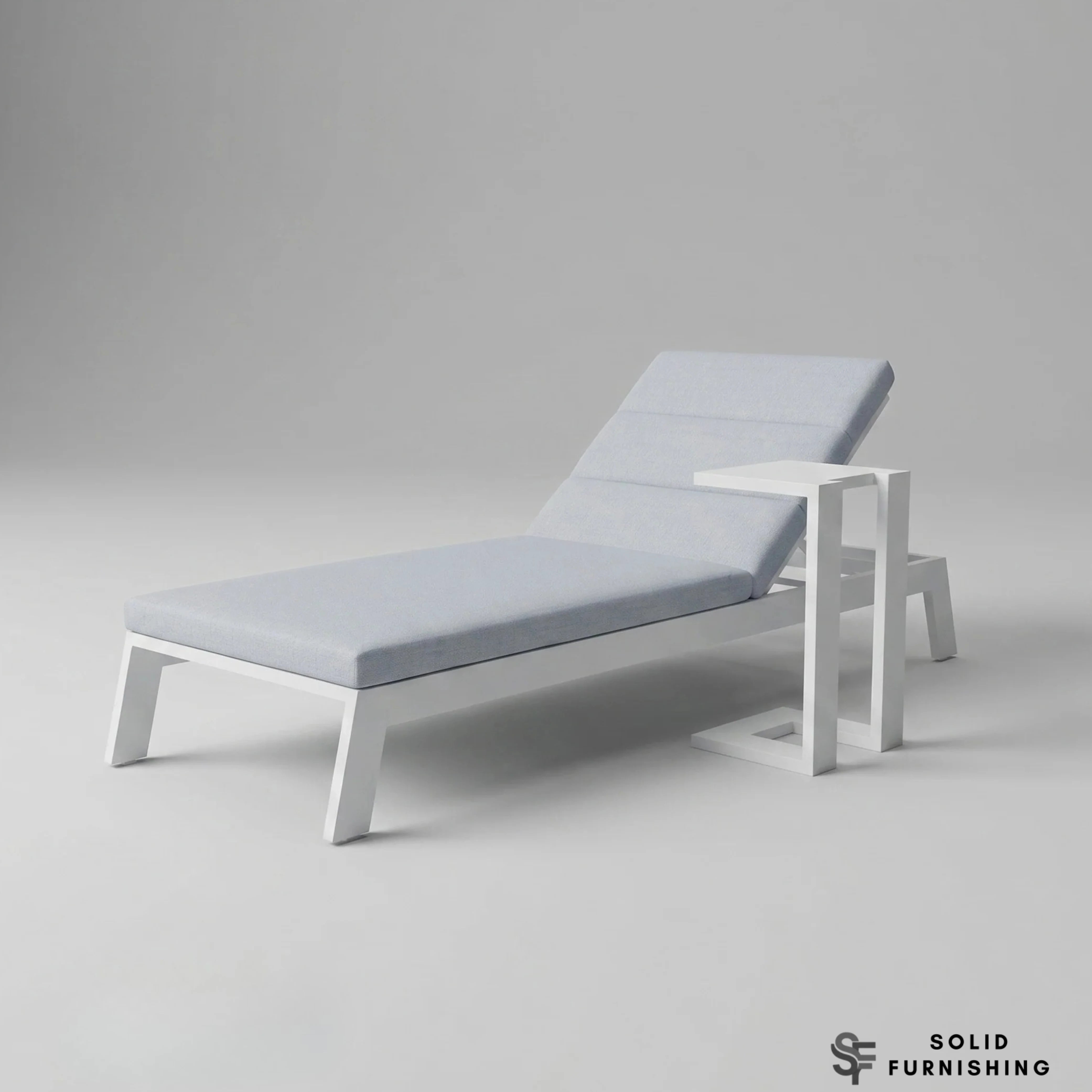 Dasia White Aluminium Outdoor Sun Lounger – Reclining Garden Sunbed with Cushion & Optional Side Table