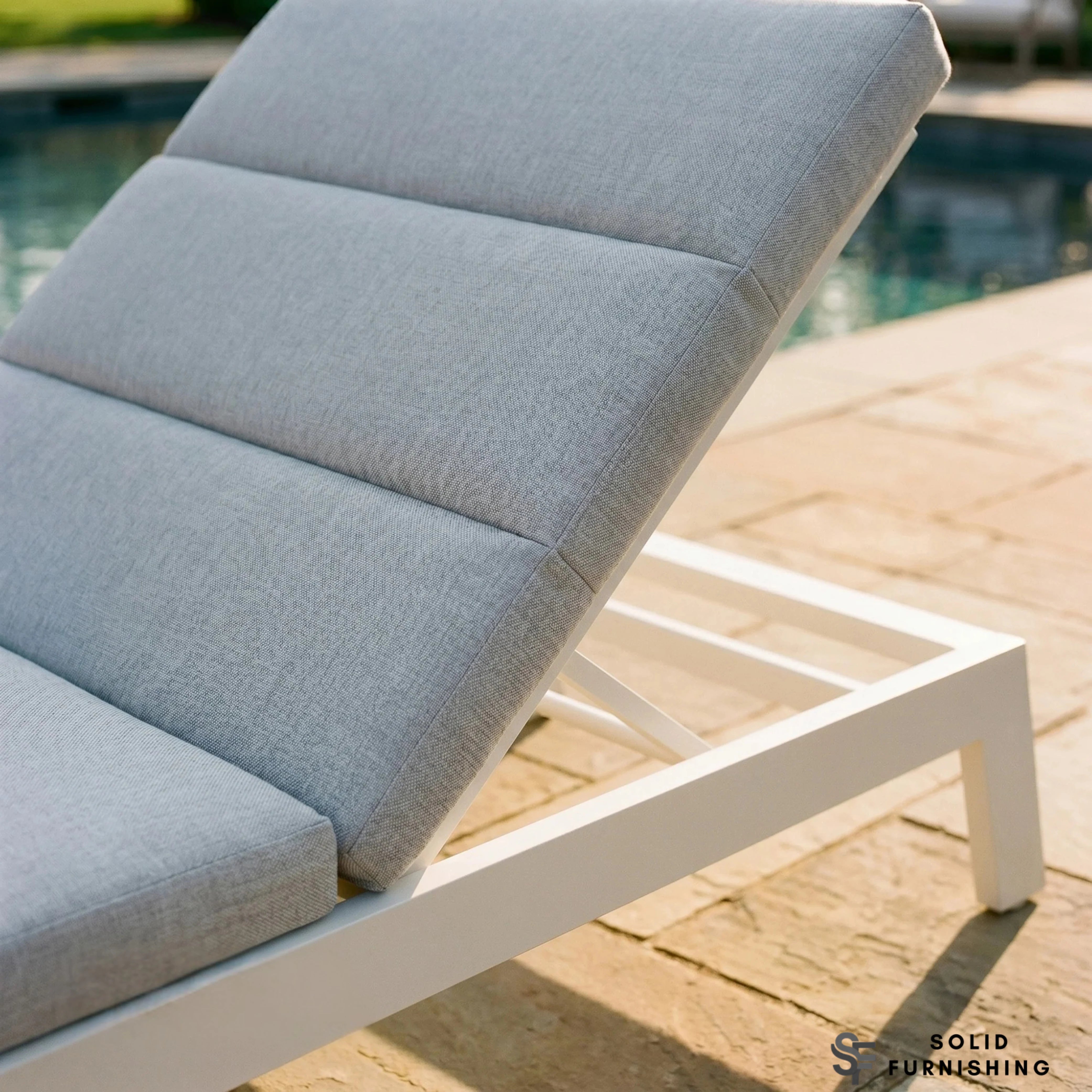 Dasia White Aluminium Outdoor Sun Lounger – Reclining Garden Sunbed with Cushion & Optional Side Table