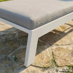 Dasia White Aluminium Outdoor Sun Lounger – Reclining Garden Sunbed with Cushion & Optional Side Table