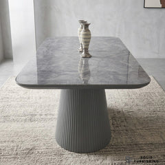 Davos 180cm Grey Ceramic Oval Dining Table – Modern Sculptural Pedestal Dining Table