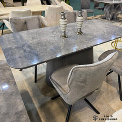 Davos 180cm Grey Ceramic Oval Dining Table – Modern Sculptural Pedestal Dining Table
