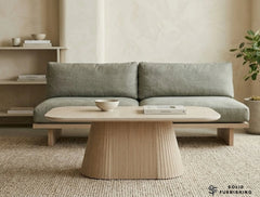 Davos Beige Ceramic Oval Coffee Table – Warm Neutral Modern Centre Table