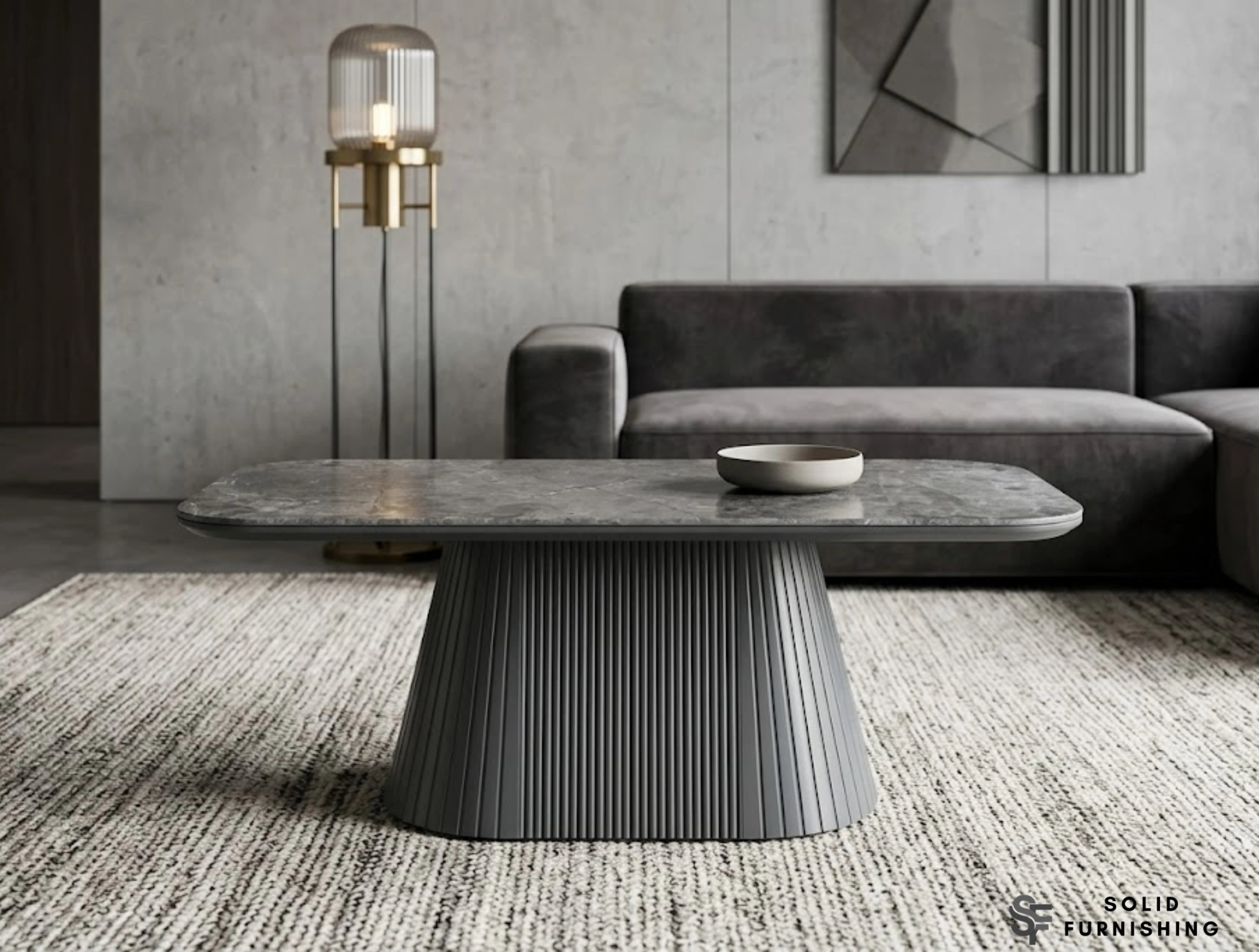 Davos Grey Ceramic Oval Coffee Table – Modern Sculptural Centre Table