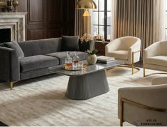 Davos Grey Ceramic Oval Coffee Table – Modern Sculptural Centre Table