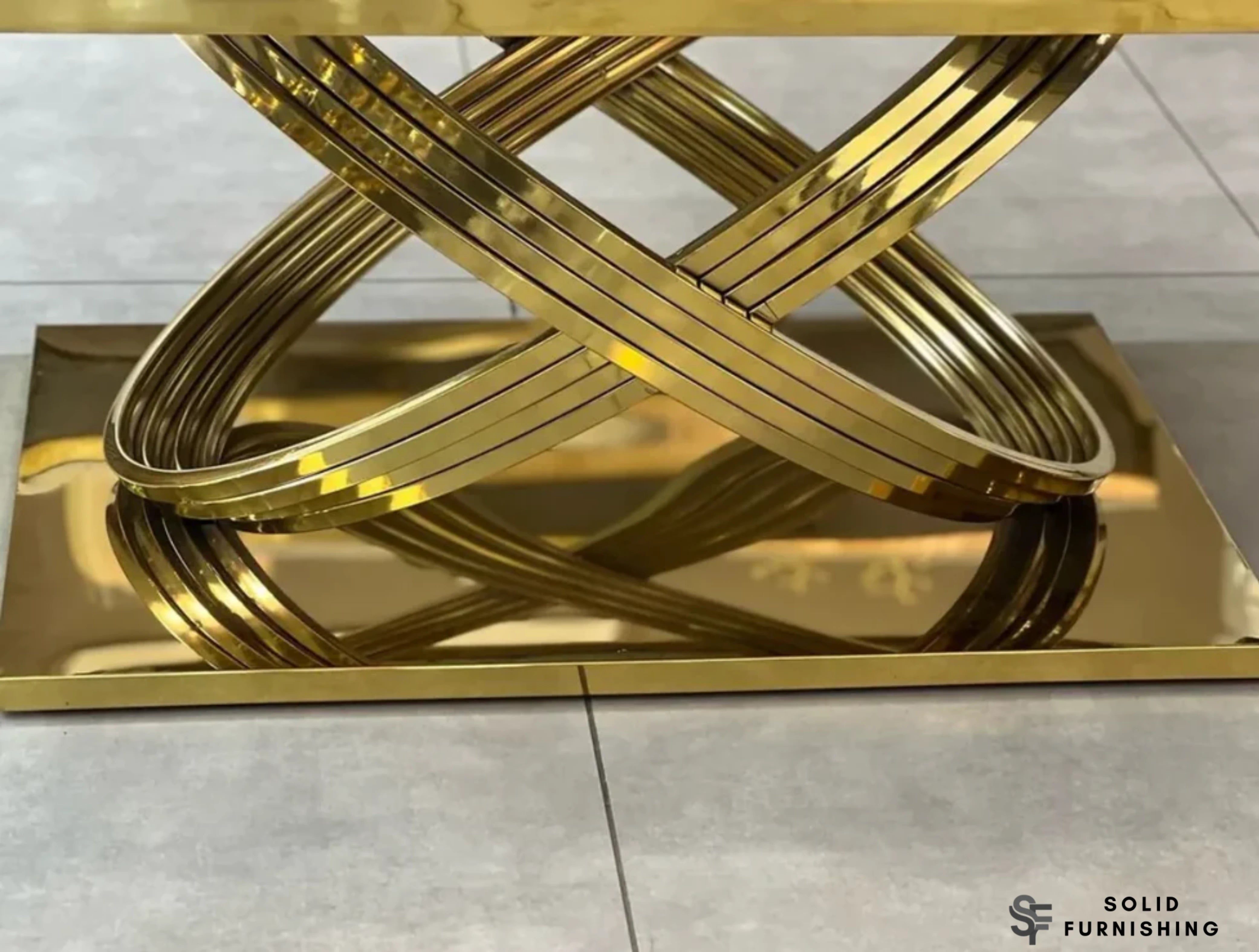 Elina Marble Coffee Table – Cream & Gold