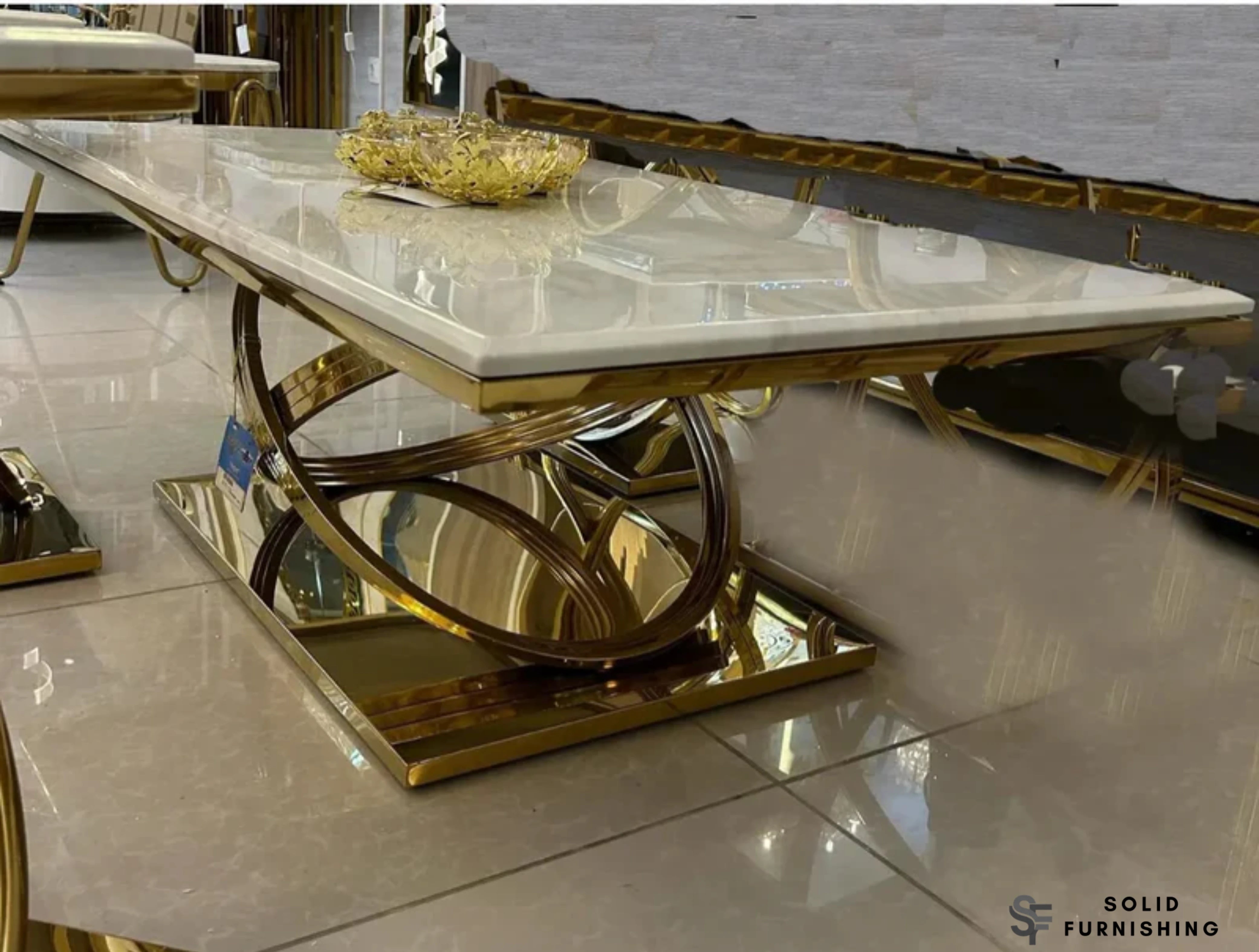 Elina Marble Coffee Table – Cream & Gold