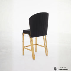 Fabio Black & Gold Upholstered Bar Stool – Fixed Frame Breakfast Chair