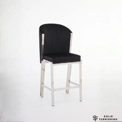 Fabio Black & Silver Breakfast Stool – Fixed Height Upholstered Kitchen Island Bar Chair