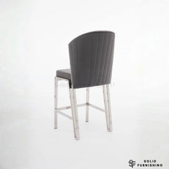 Fabio Grey & Silver Fixed Breakfast Stool – Upholstered Kitchen Island Bar Chair