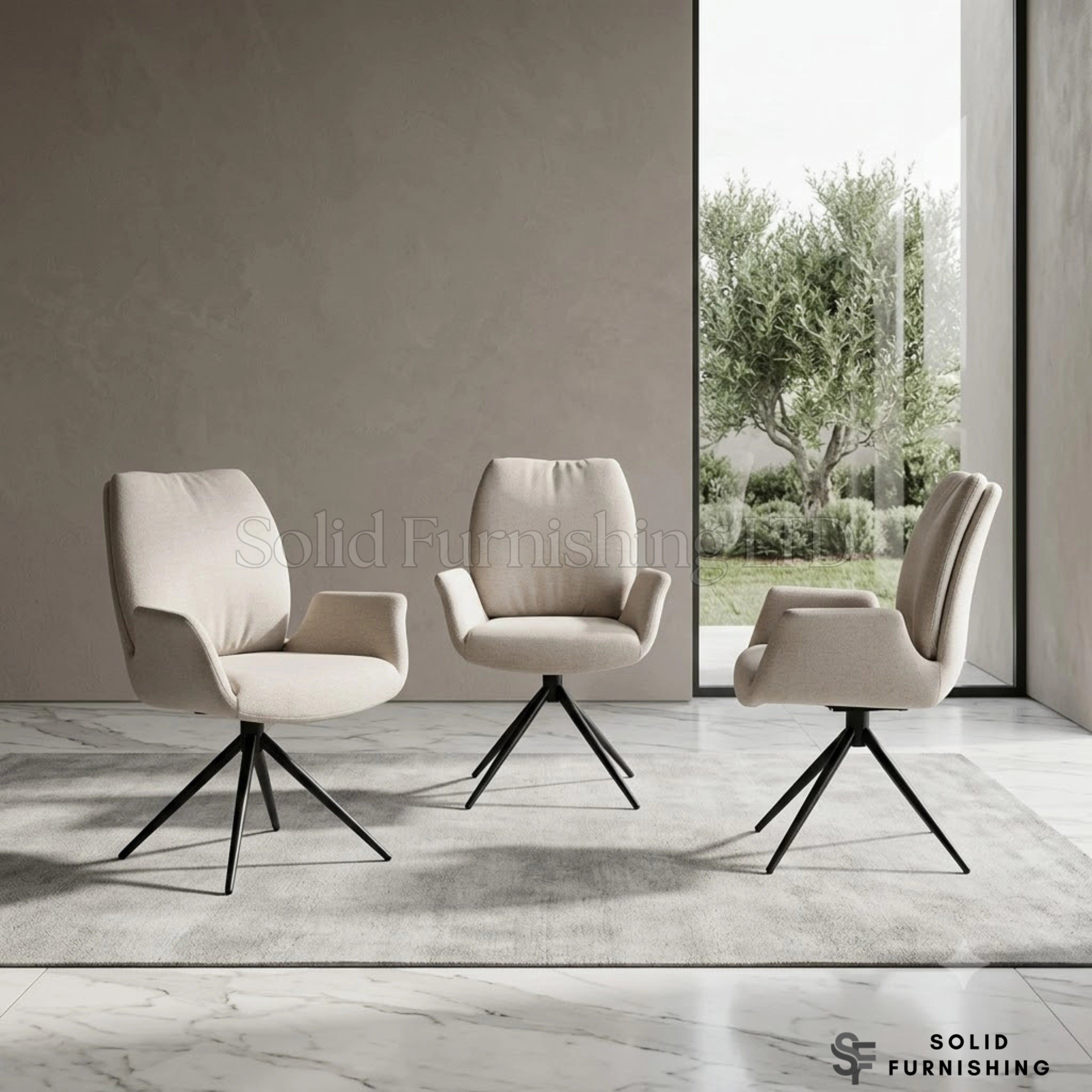 Fairmont 360 Swivel Dining Chairs – Beige or Grey (Set of 2)