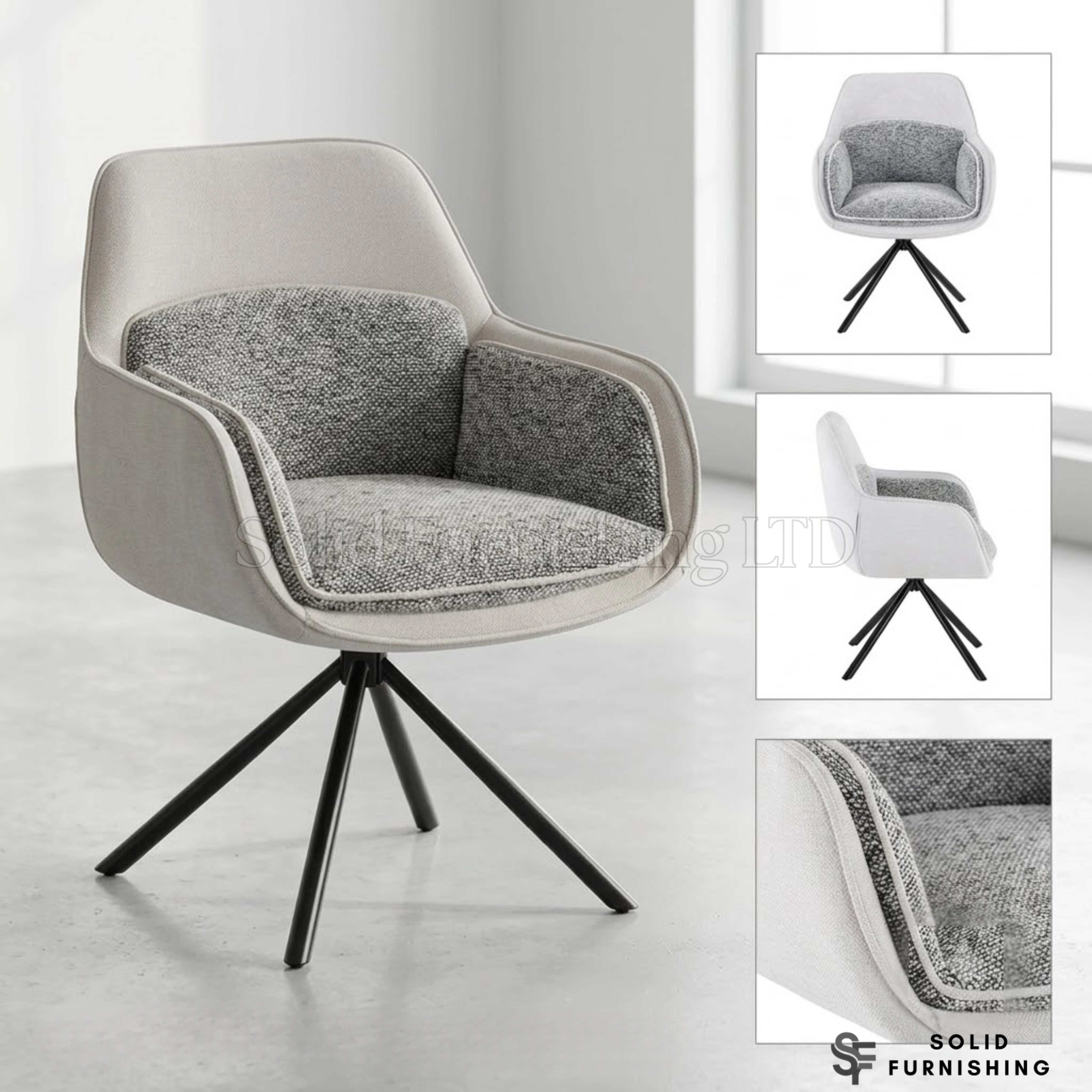 Florence 360 Swivel Dining Chairs – Beige or Grey (Set of 2)