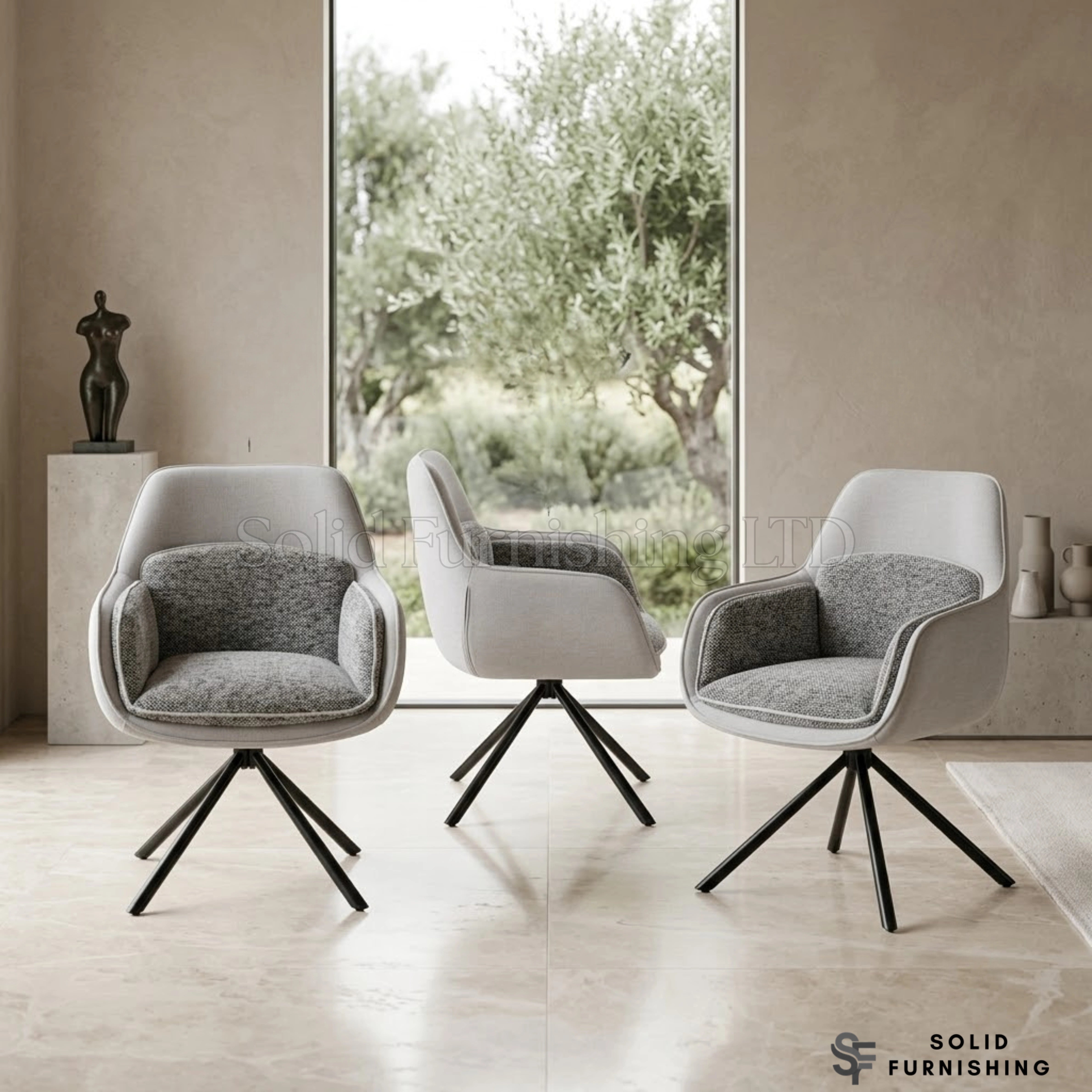 Florence 360 Swivel Dining Chairs – Beige or Grey (Set of 2)