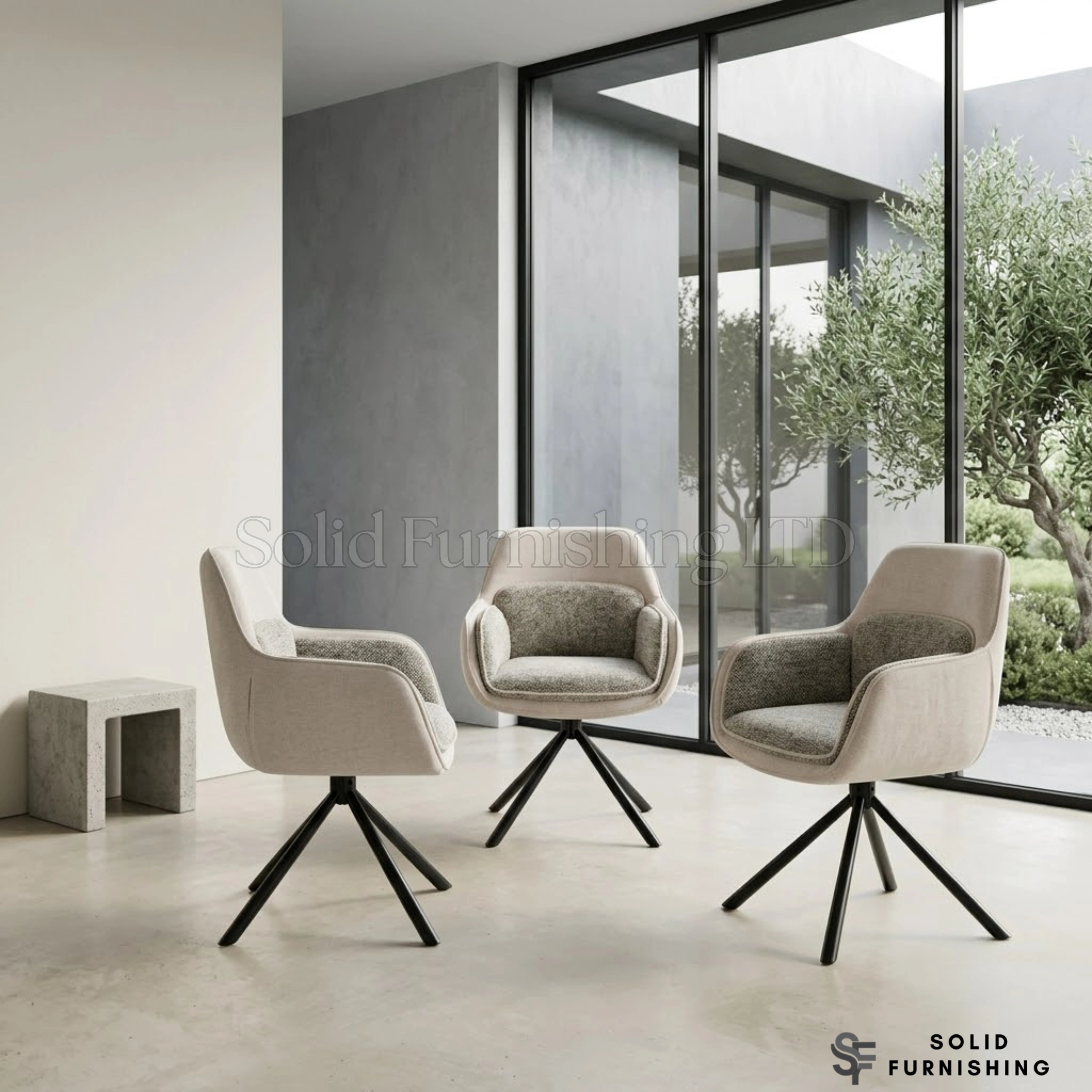 Florence 360 Swivel Dining Chairs – Beige or Grey (Set of 2)