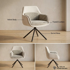 Florence 360 Swivel Dining Chairs – Beige or Grey (Set of 2)