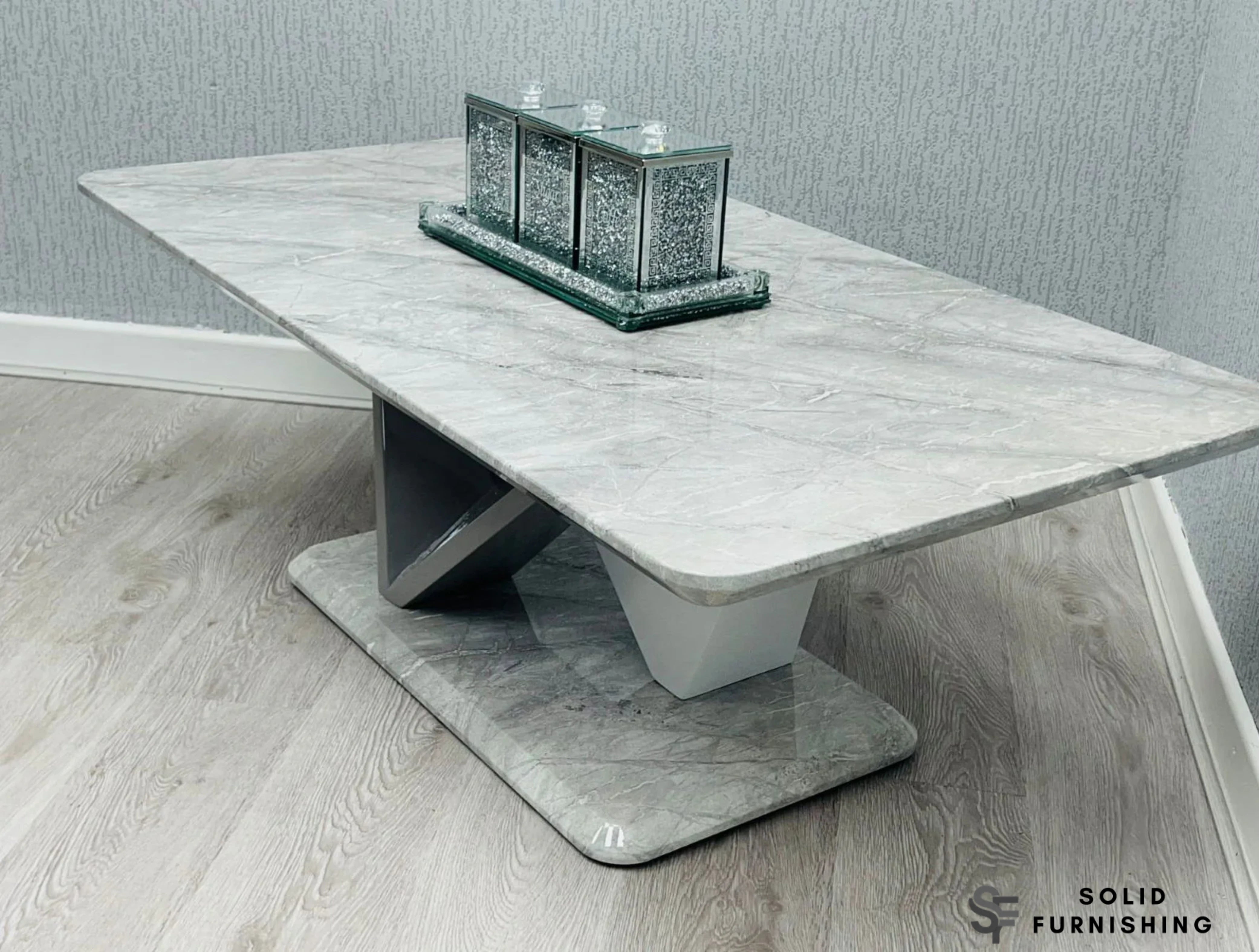 Georgia Grey Marble Effect Coffee Table – Modern Living Room Centre Table