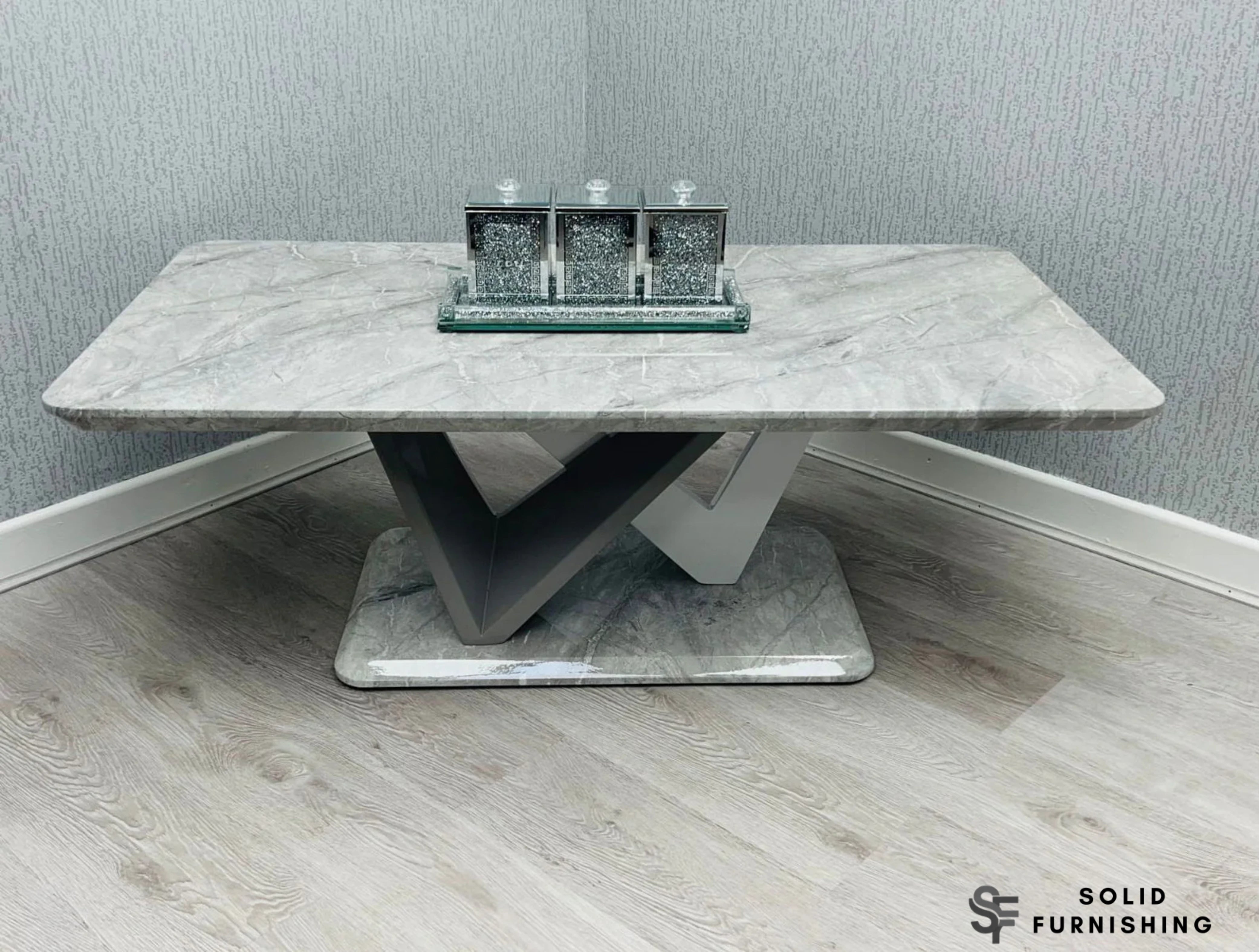 Georgia Grey Marble Effect Coffee Table – Modern Living Room Centre Table