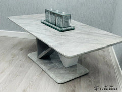 Georgia Grey Marble Effect Coffee Table – Modern Living Room Centre Table