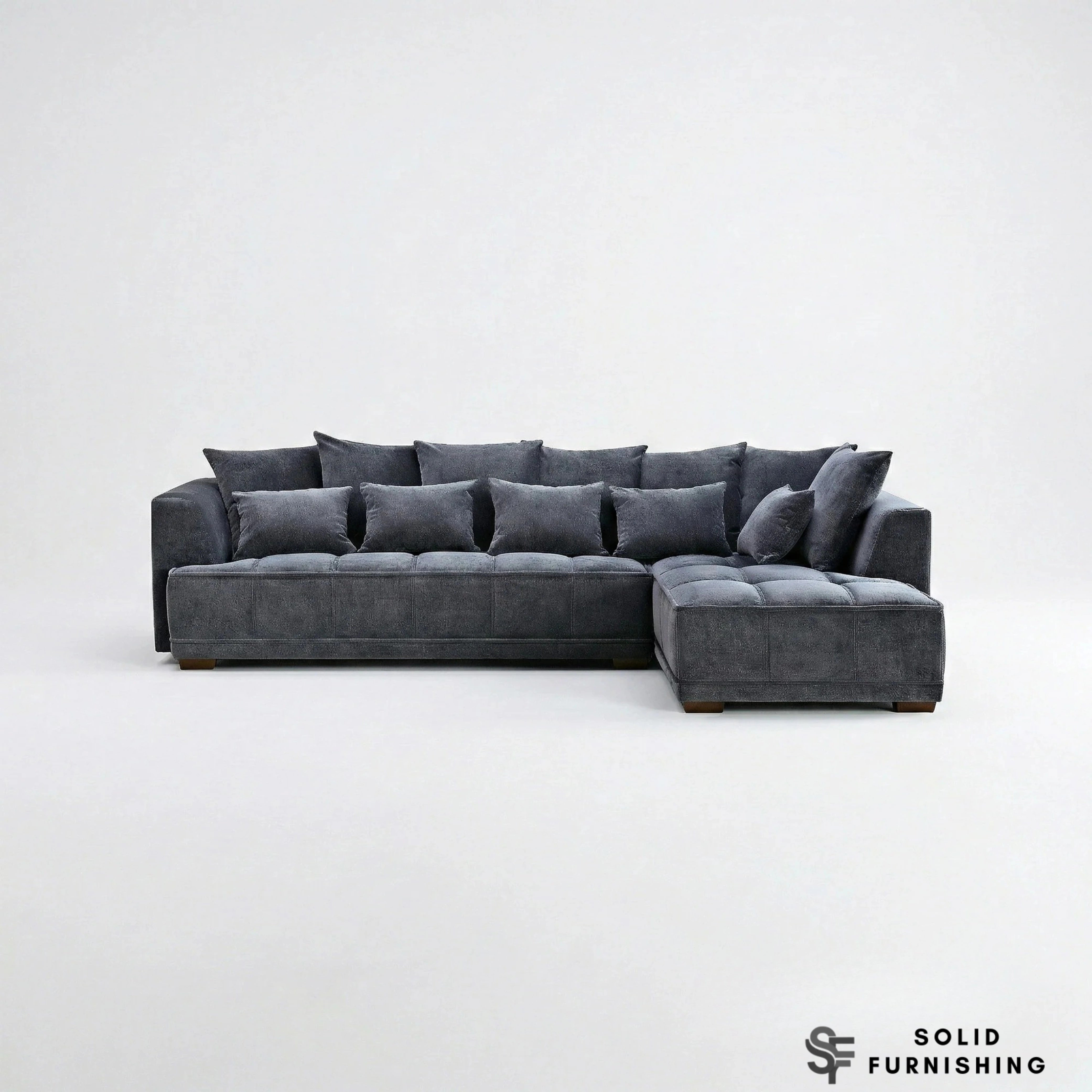 Gramercy Right Hand Facing Corner Sofa – Steel Grey Velvet