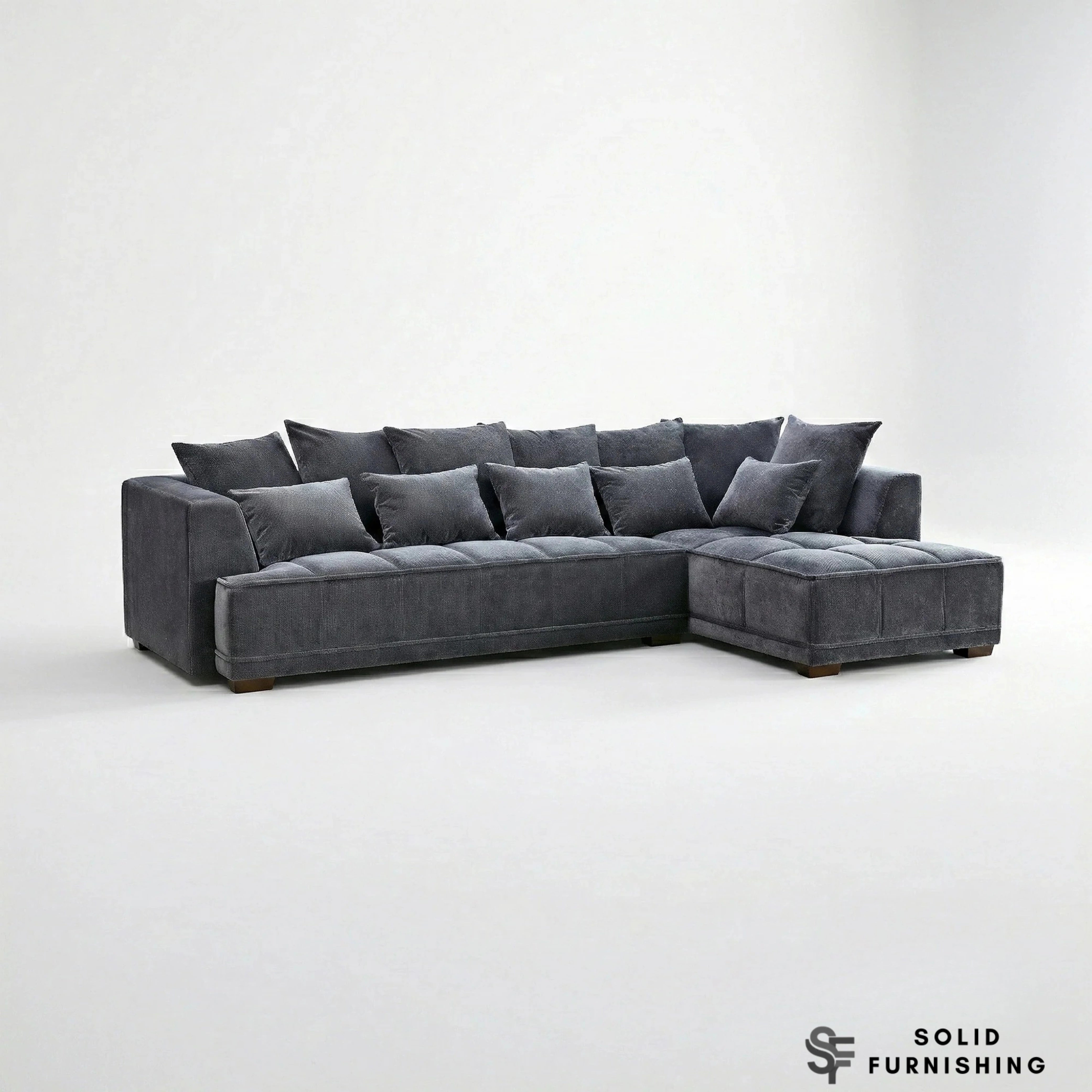 Gramercy Right Hand Facing Corner Sofa – Steel Grey Velvet