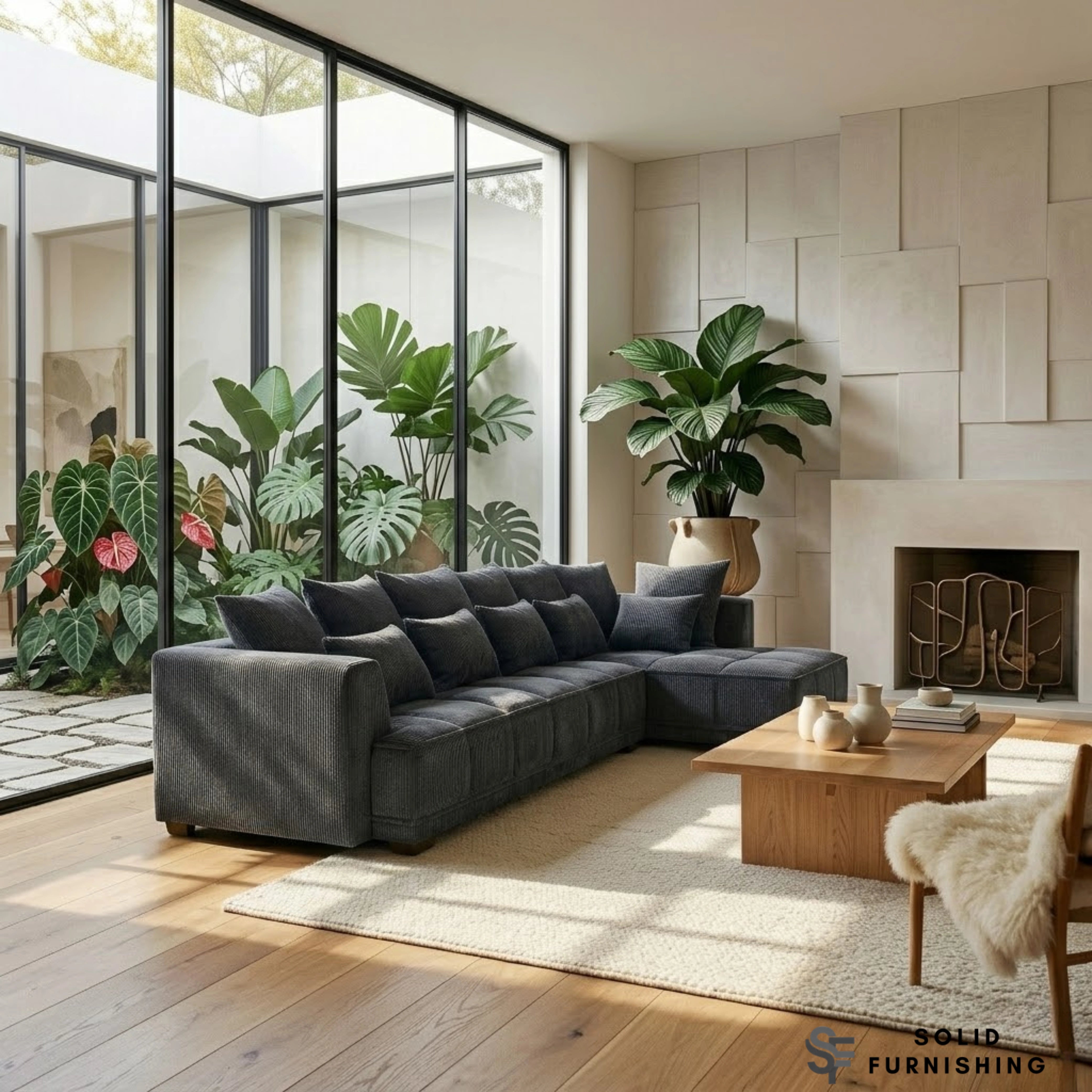 Gramercy Right Hand Facing Corner Sofa – Steel Grey Velvet