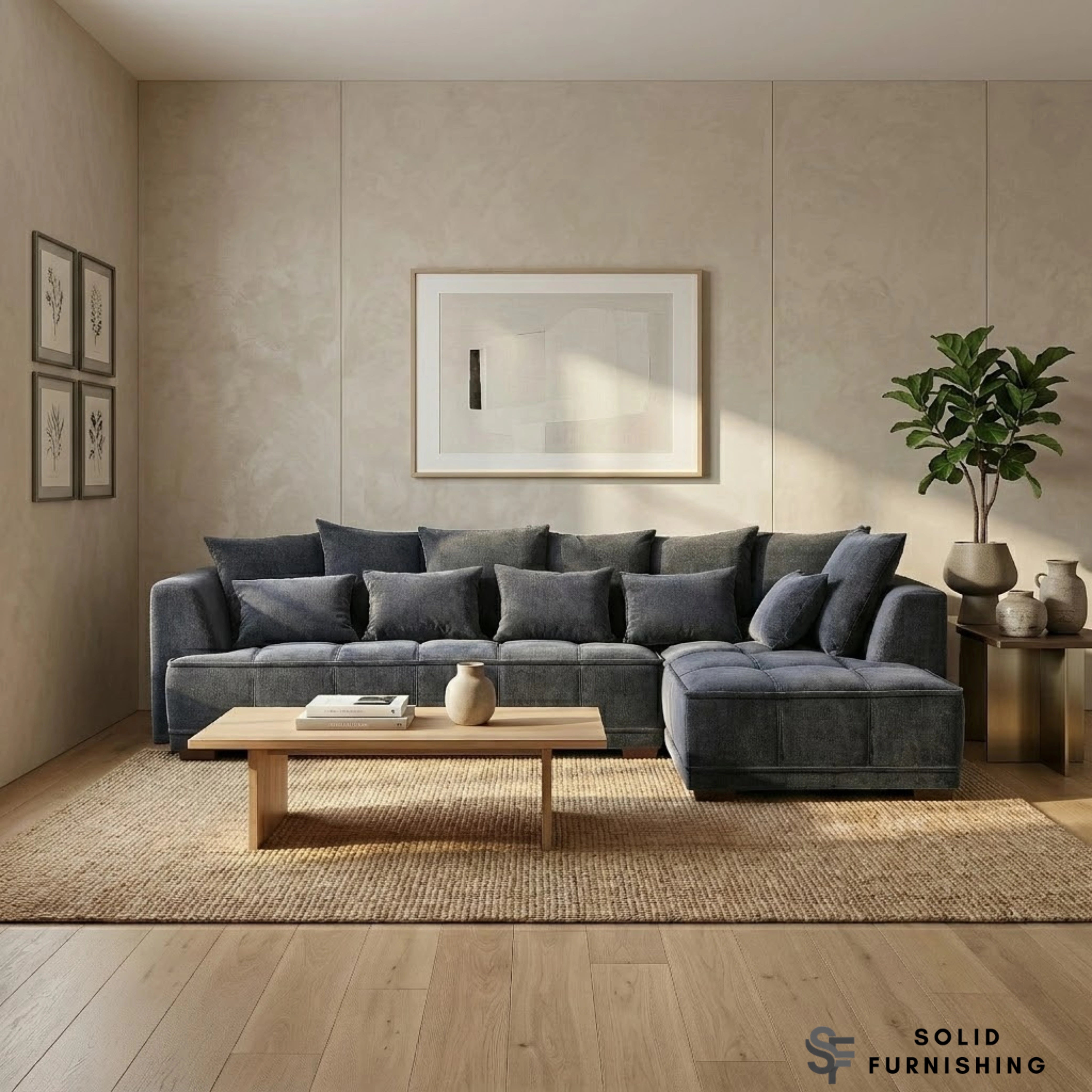 Gramercy Right Hand Facing Corner Sofa – Steel Grey Velvet