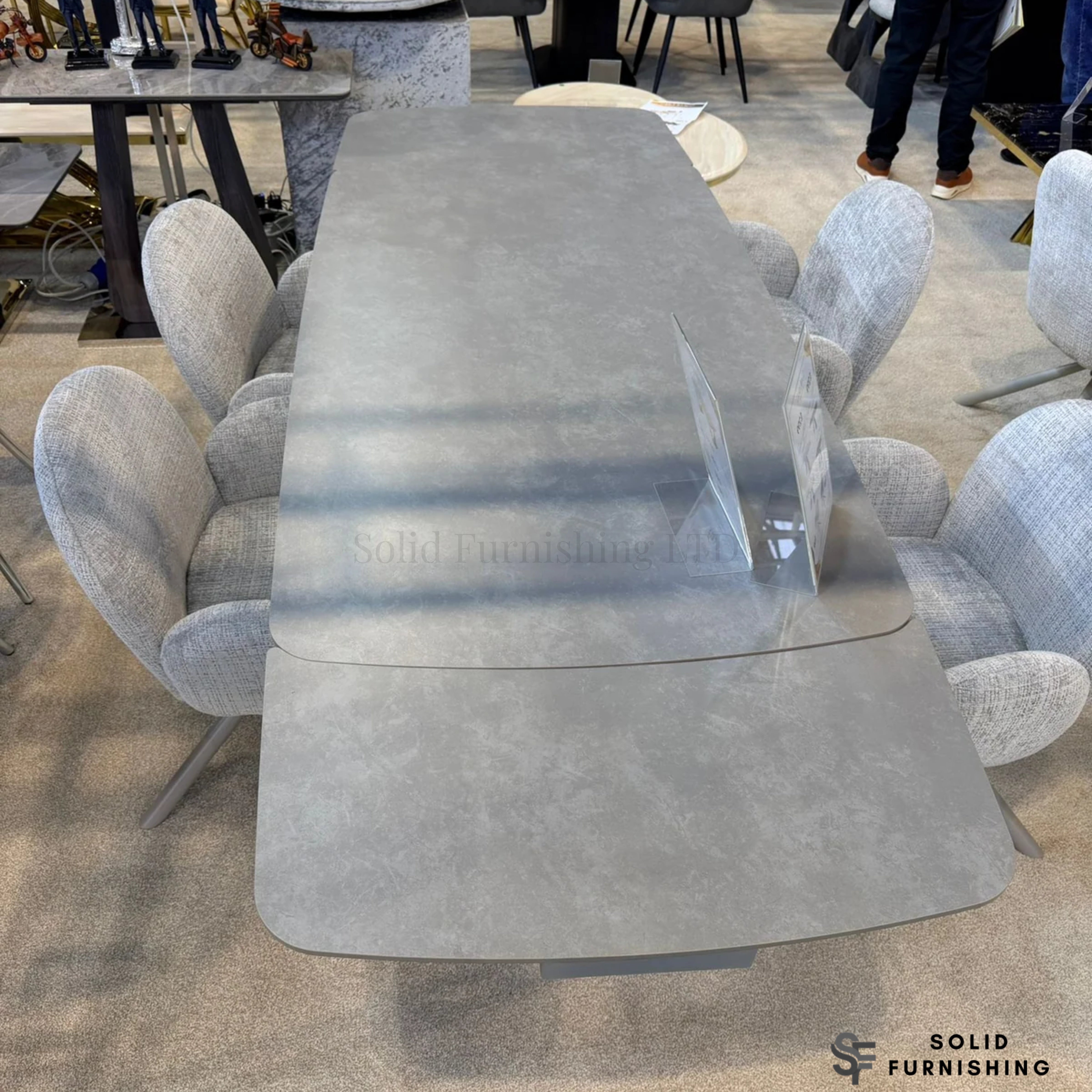 Gstaad 160–240cm Extendable Sintered Stone Dining Table – Beige or Grey Modern 6–10 Seater Table