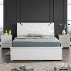 Half Moon High Gloss Ottoman Storage Bed with LED Lights – Double & King Size