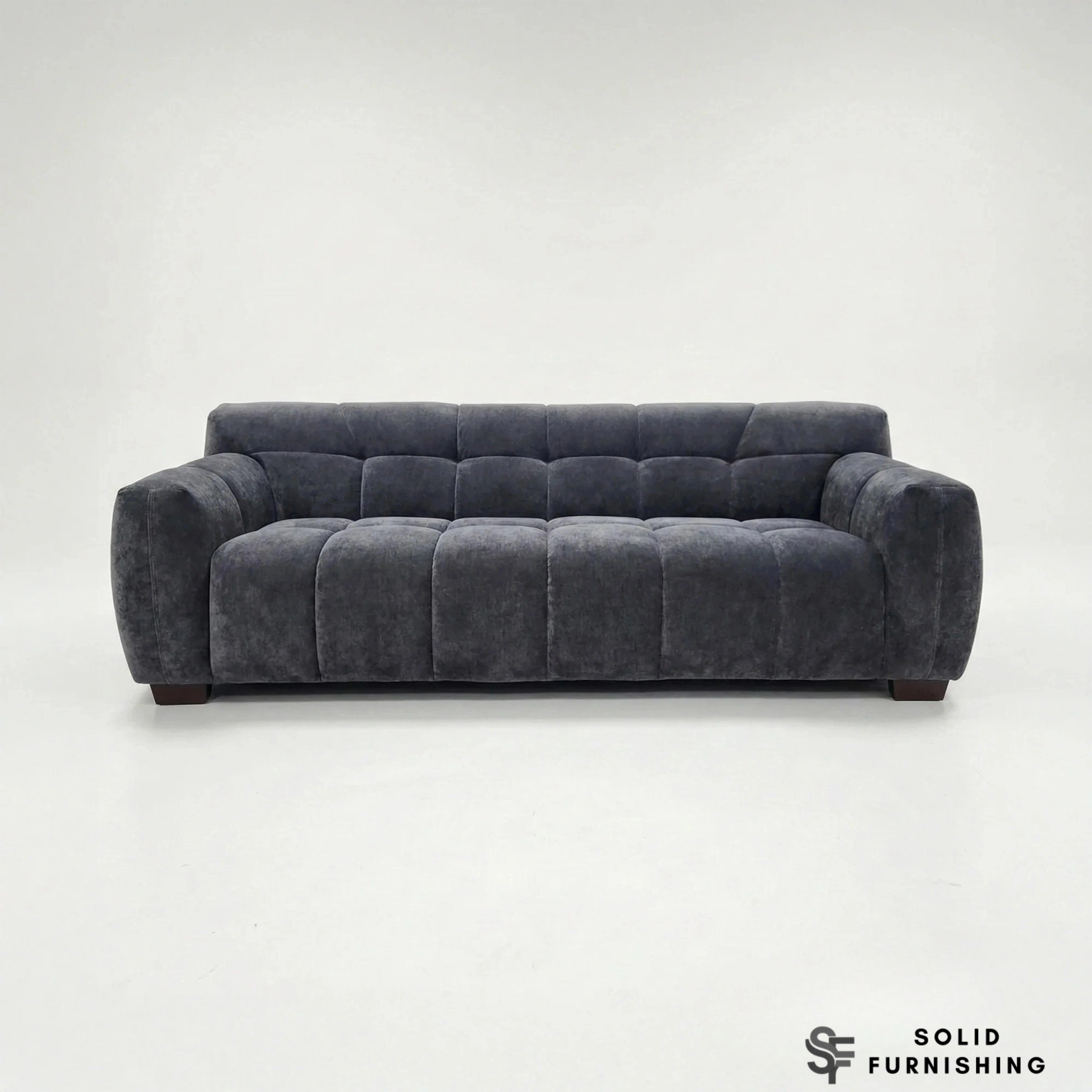 Harlem Sofa Set – Steel Grey Mermaid Velvet 3 Seater, 2 Seater, Armchair & Stool