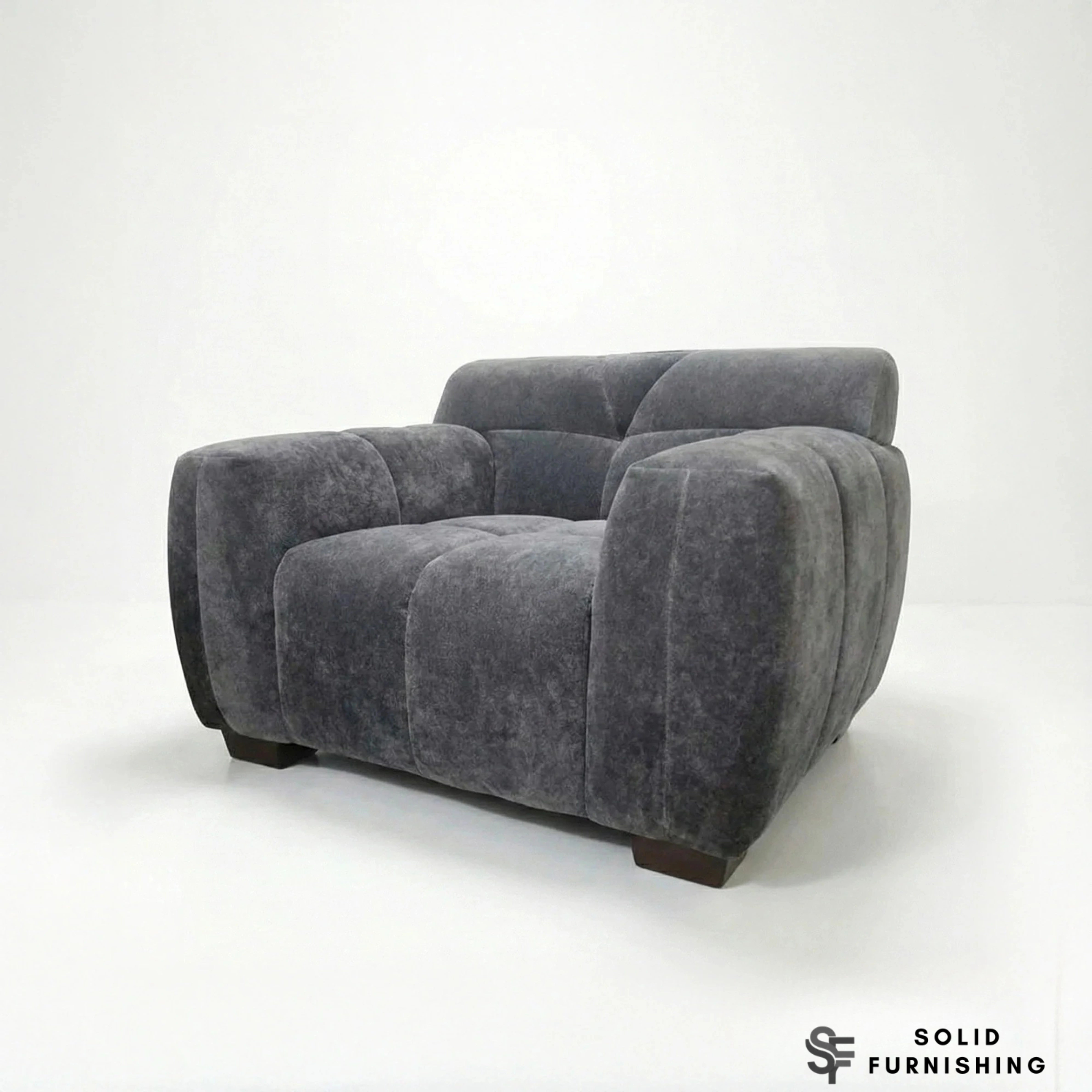 Harlem Sofa Set – Steel Grey Mermaid Velvet 3 Seater, 2 Seater, Armchair & Stool