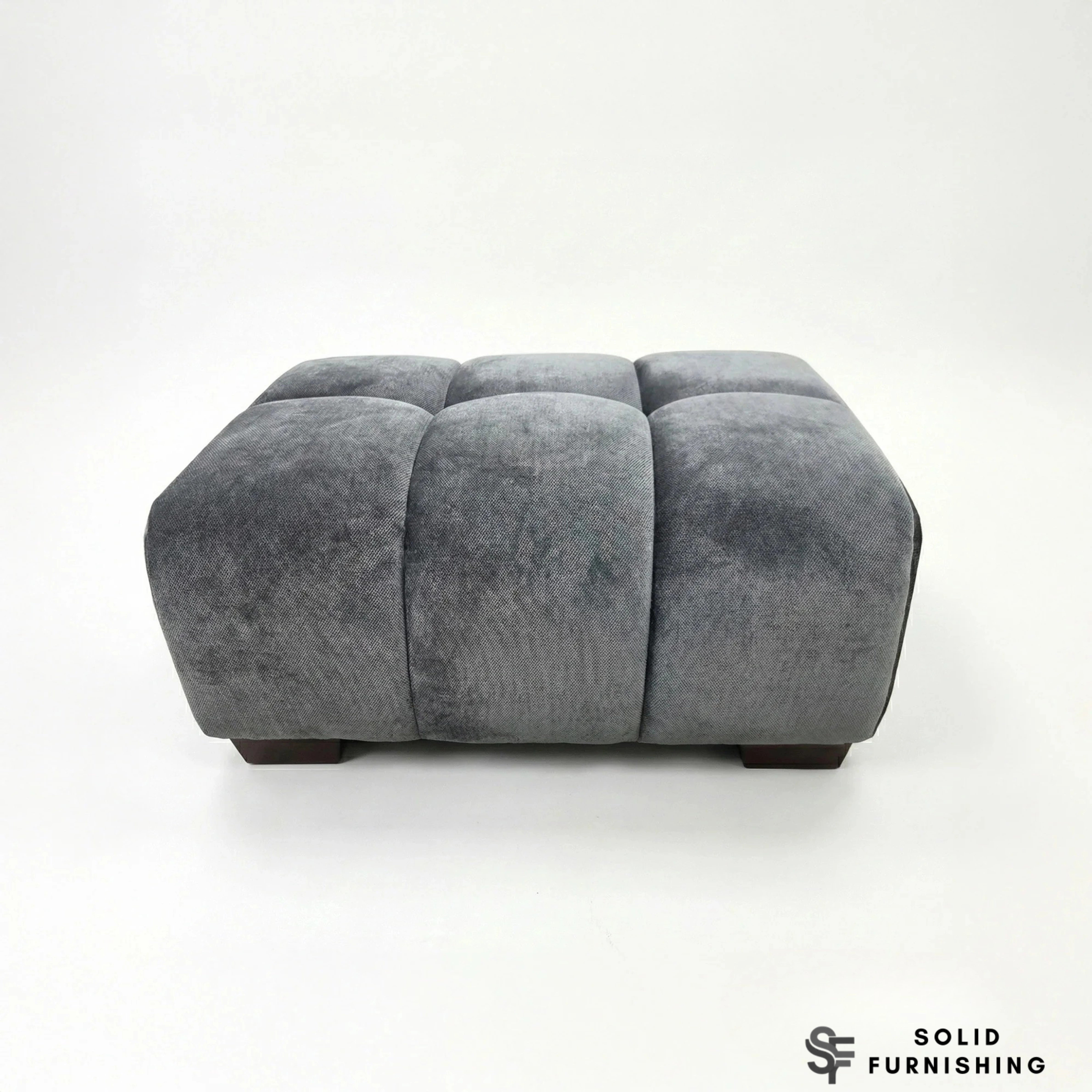 Harlem Sofa Set – Steel Grey Mermaid Velvet 3 Seater, 2 Seater, Armchair & Stool